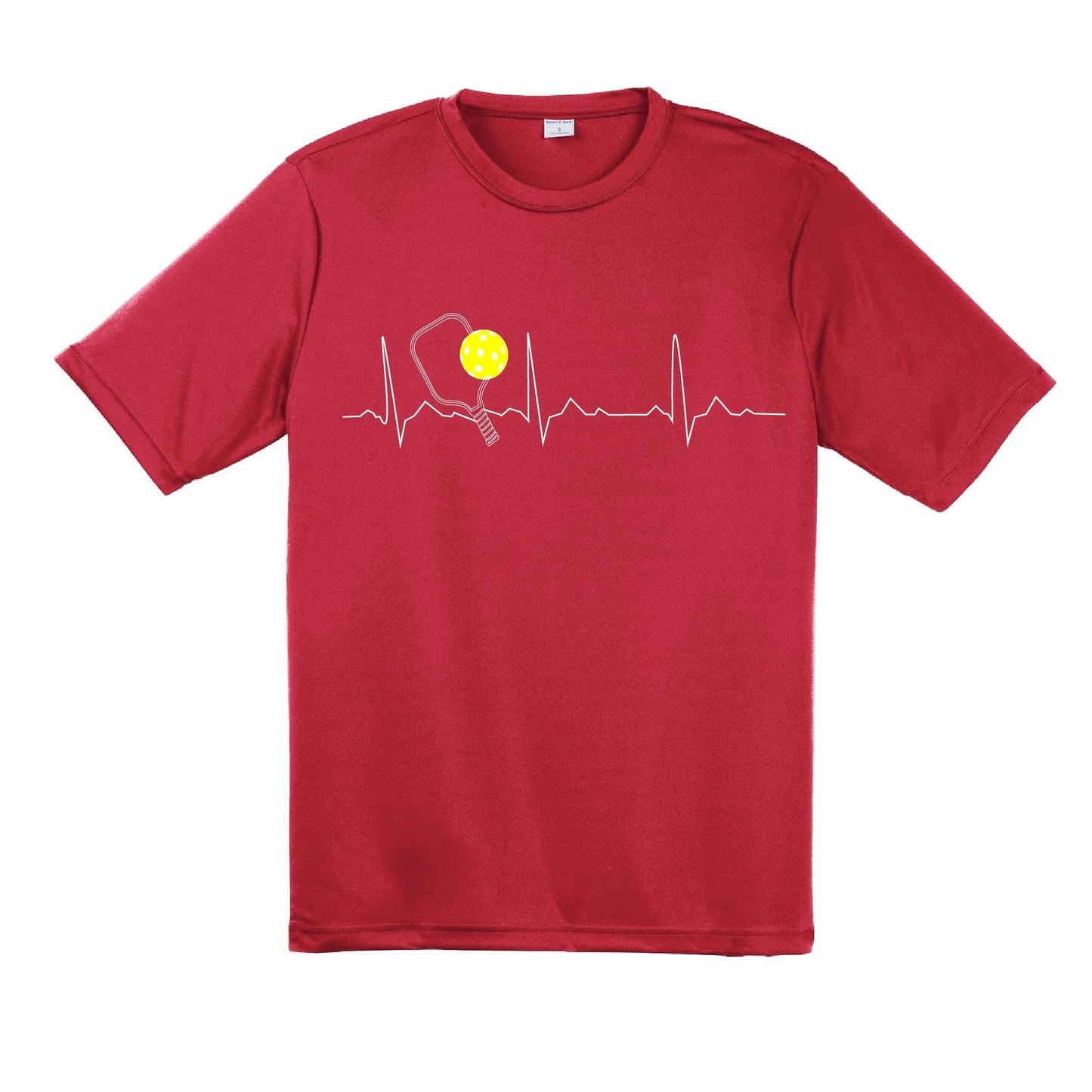 Pickleball Heartbeat EKG | Men's Short Sleeve Athletic Pickleball Performance T-Shirt | 100% Polyester