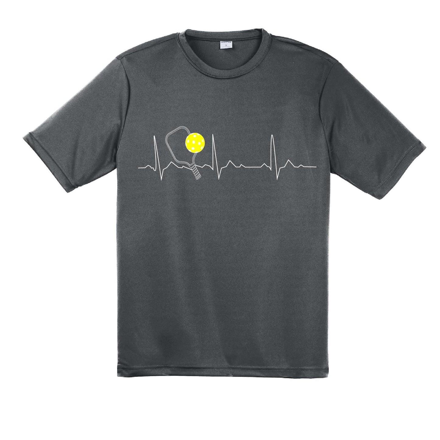 Pickleball Heartbeat EKG | Men's Short Sleeve Athletic Pickleball Performance T-Shirt | 100% Polyester