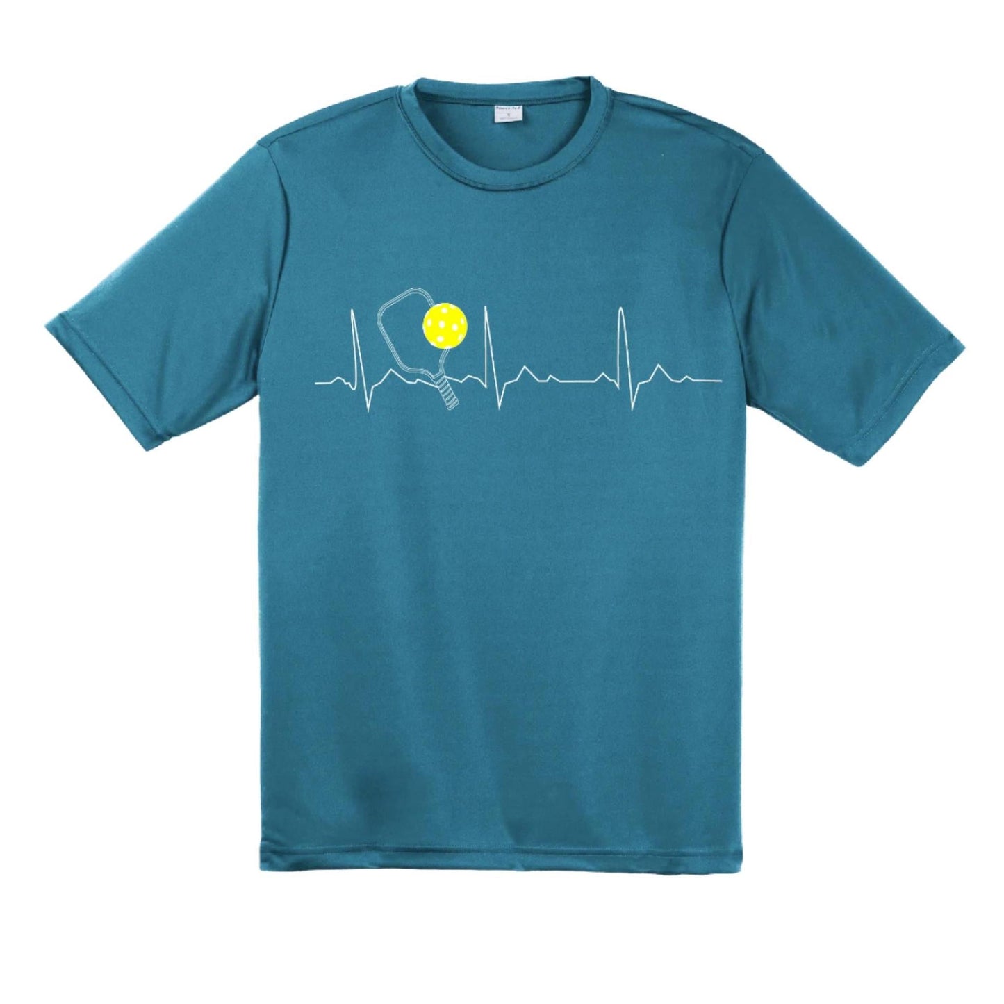 Pickleball Heartbeat EKG | Men's Short Sleeve Athletic Pickleball Performance T-Shirt | 100% Polyester