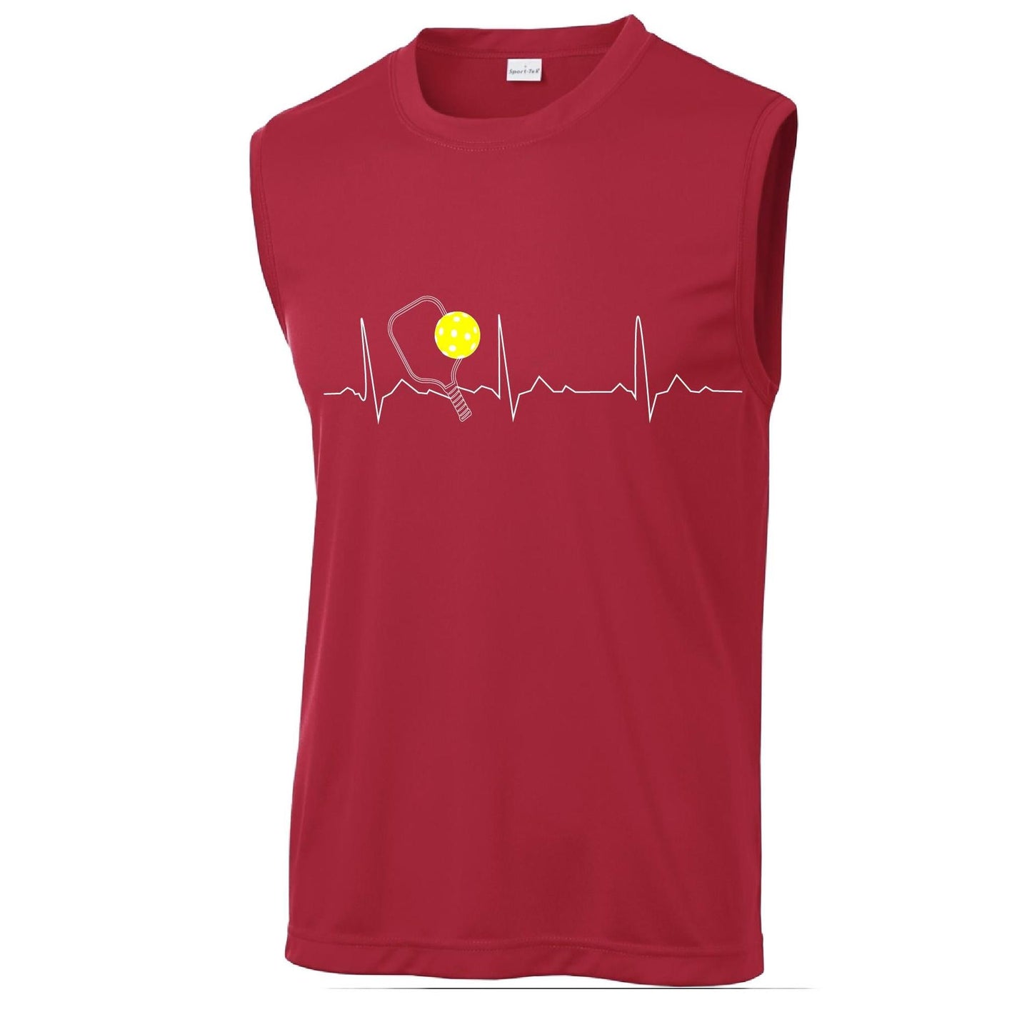 Pickleball Heartbeat EKG | Men's Sleeveless Athletic Pickleball Performance T-Shirt | 100% Polyester