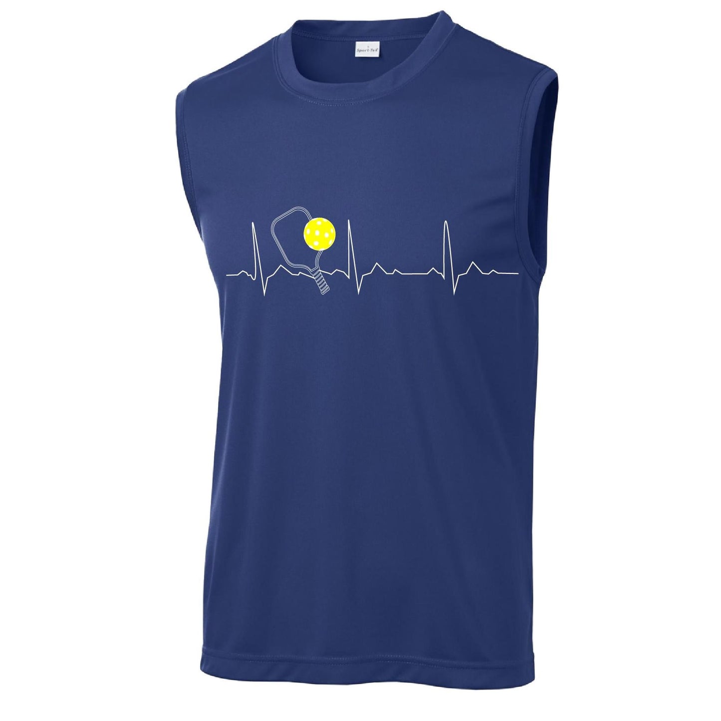 Pickleball Heartbeat EKG | Men's Sleeveless Athletic Pickleball Performance T-Shirt | 100% Polyester
