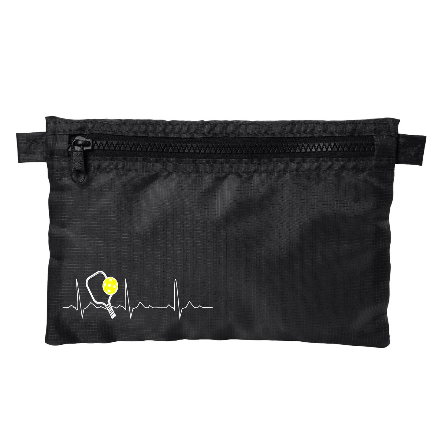 Pickleball Heartbeat EKG | Pickleball Cosmetic Stash Pouch Bag | Small Size Court Stash Bag