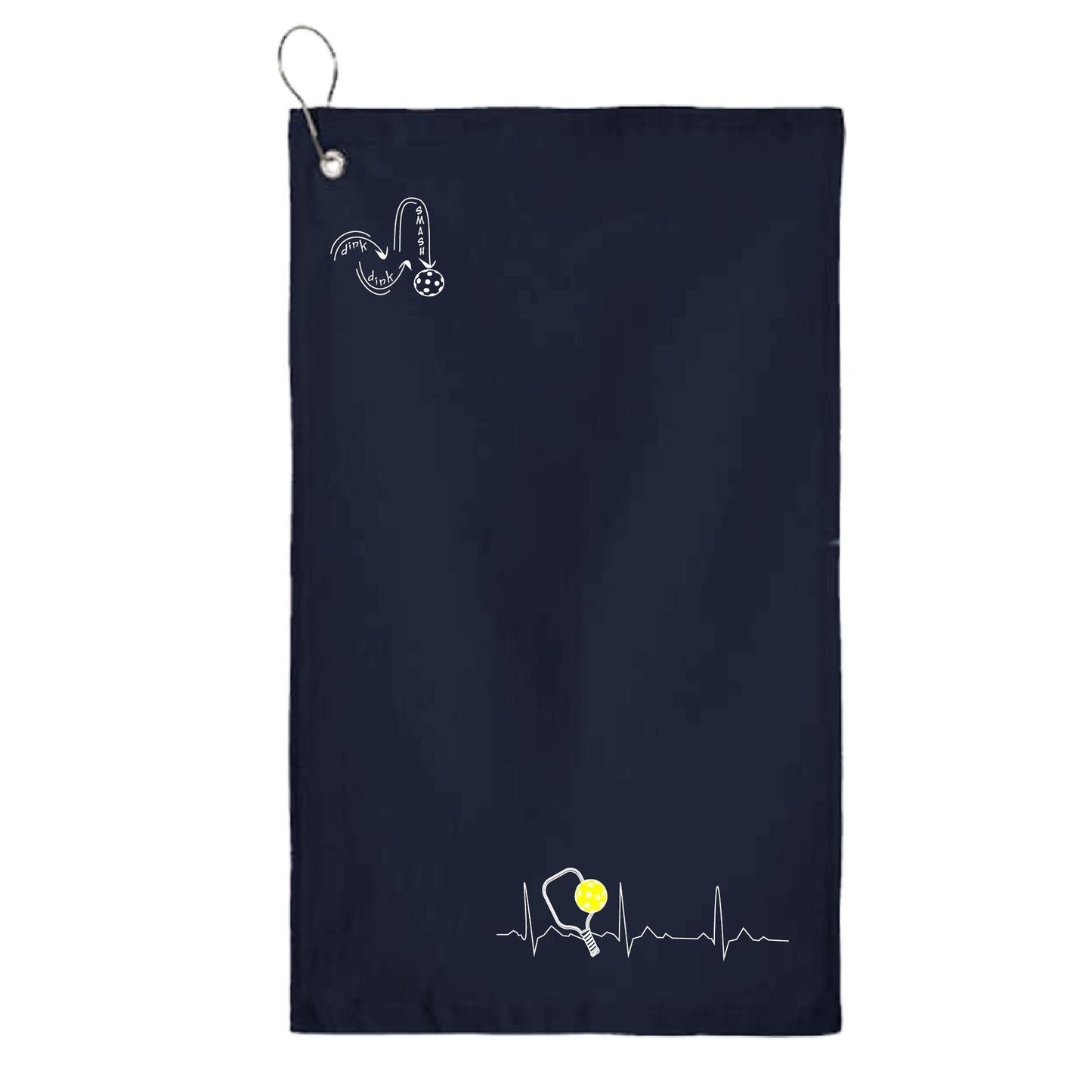 Pickleball Heartbeat EKG | Pickleball Court Towels | Grommeted 100% Cotton Terry Velour