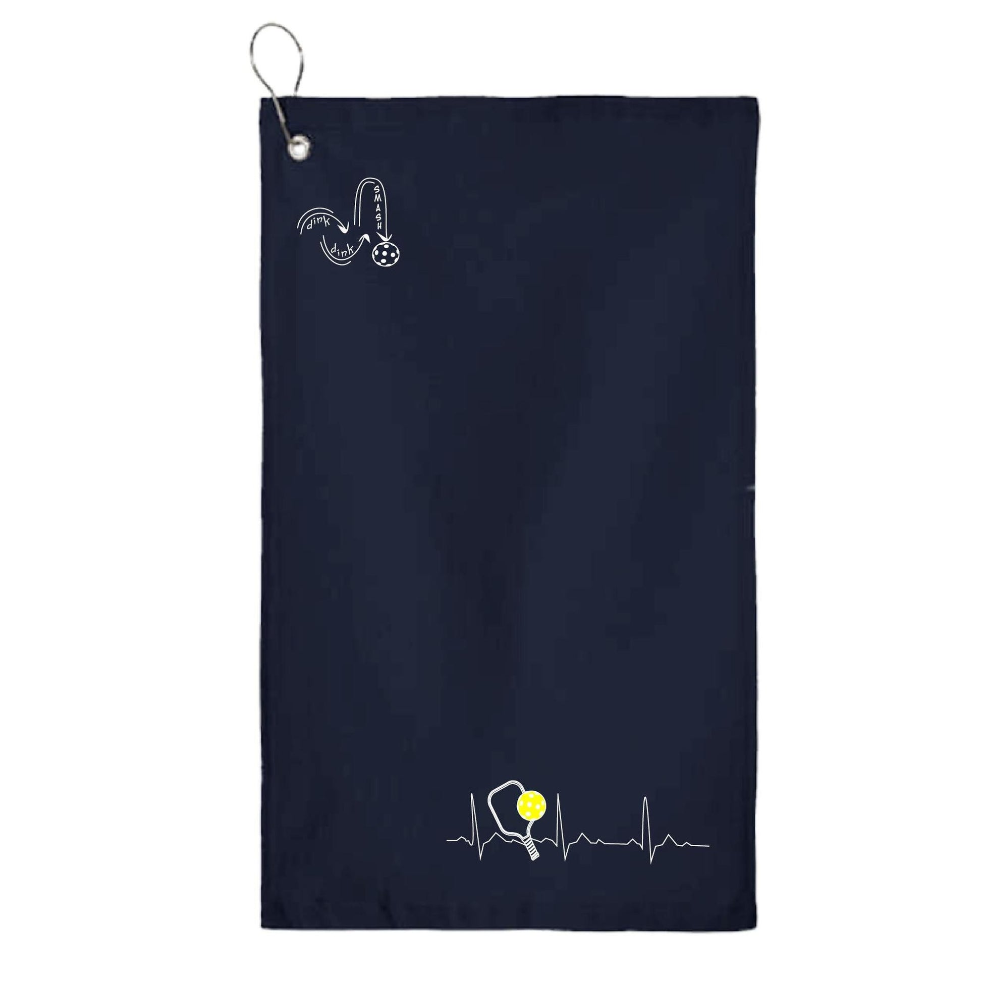 Pickleball Heartbeat EKG | Pickleball Court Towels | Grommeted 100% Cotton Terry Velour