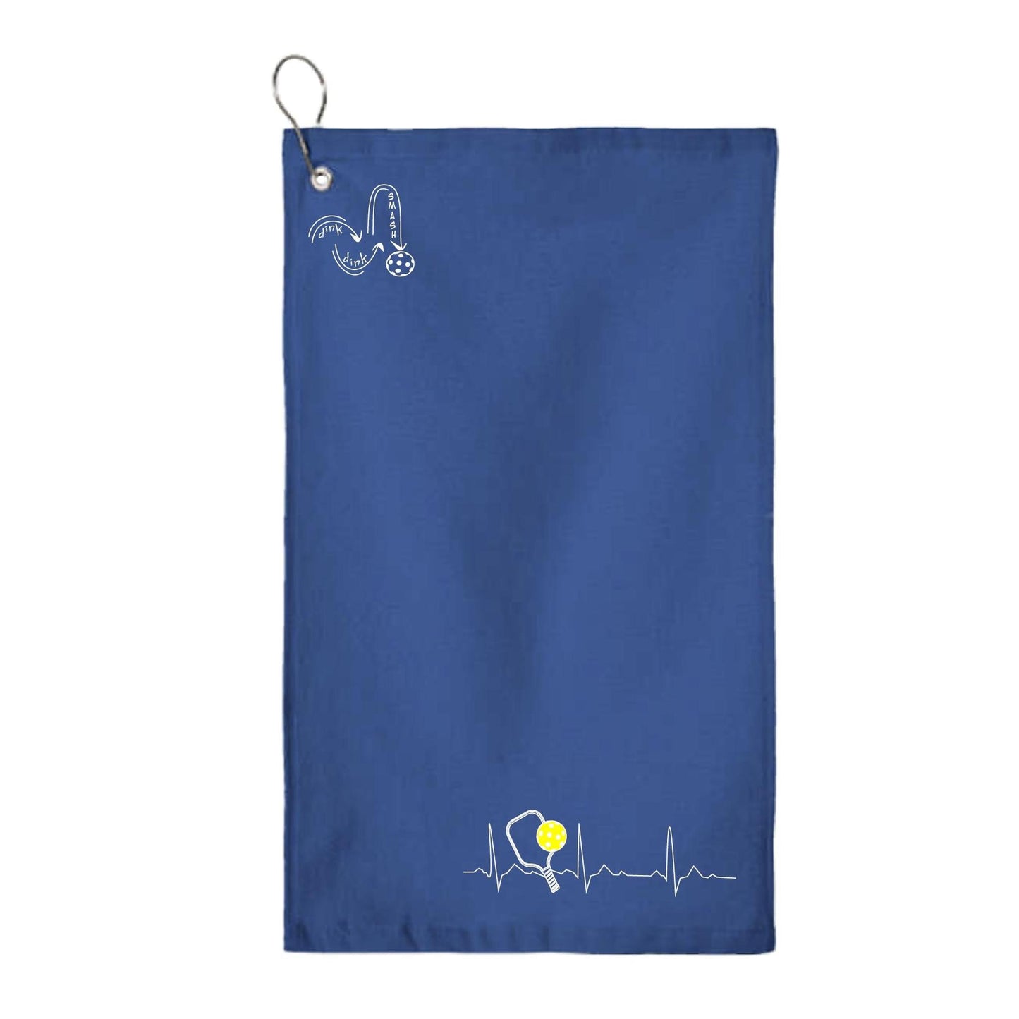 Pickleball Heartbeat EKG | Pickleball Court Towels | Grommeted 100% Cotton Terry Velour
