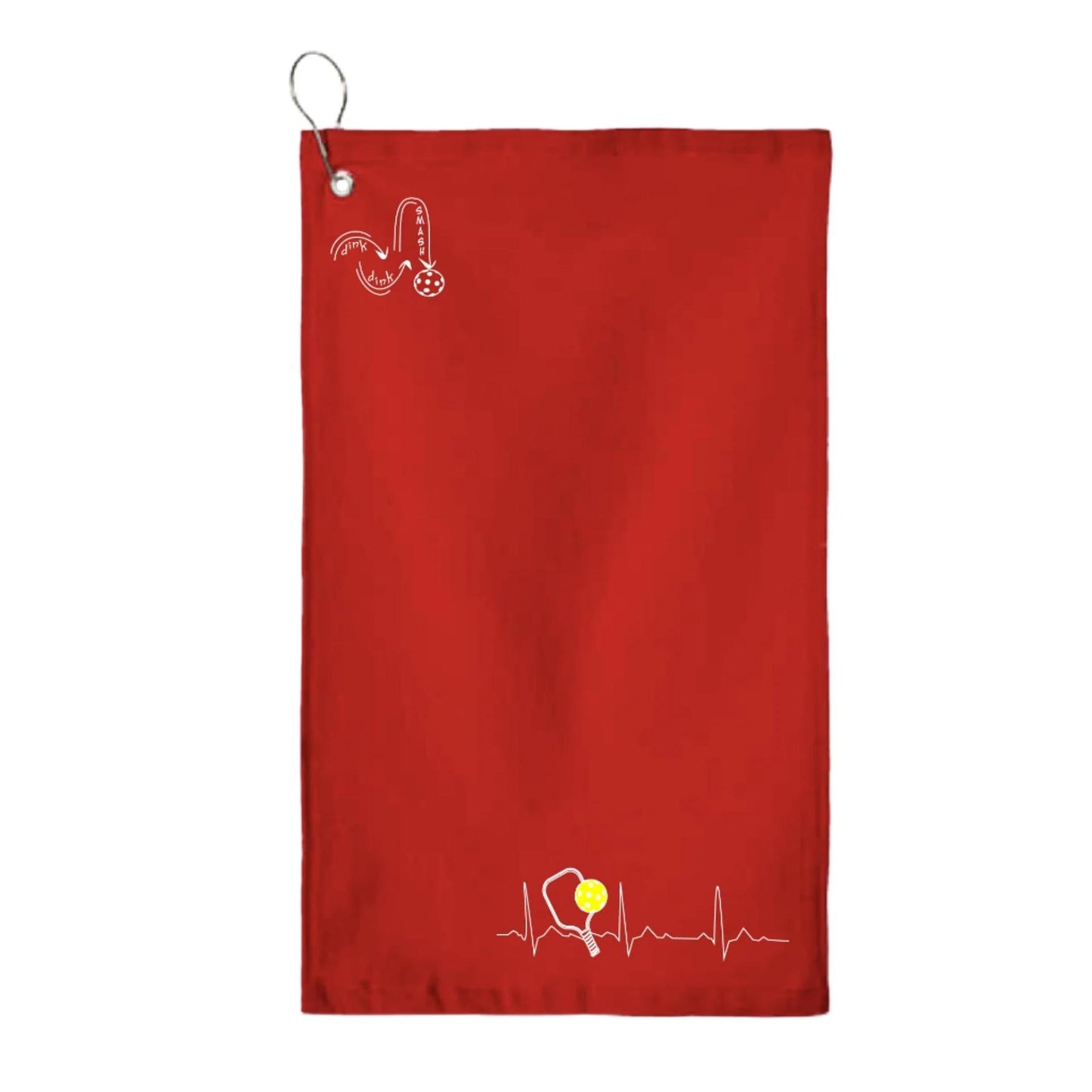 Pickleball Heartbeat EKG | Pickleball Court Towels | Grommeted 100% Cotton Terry Velour