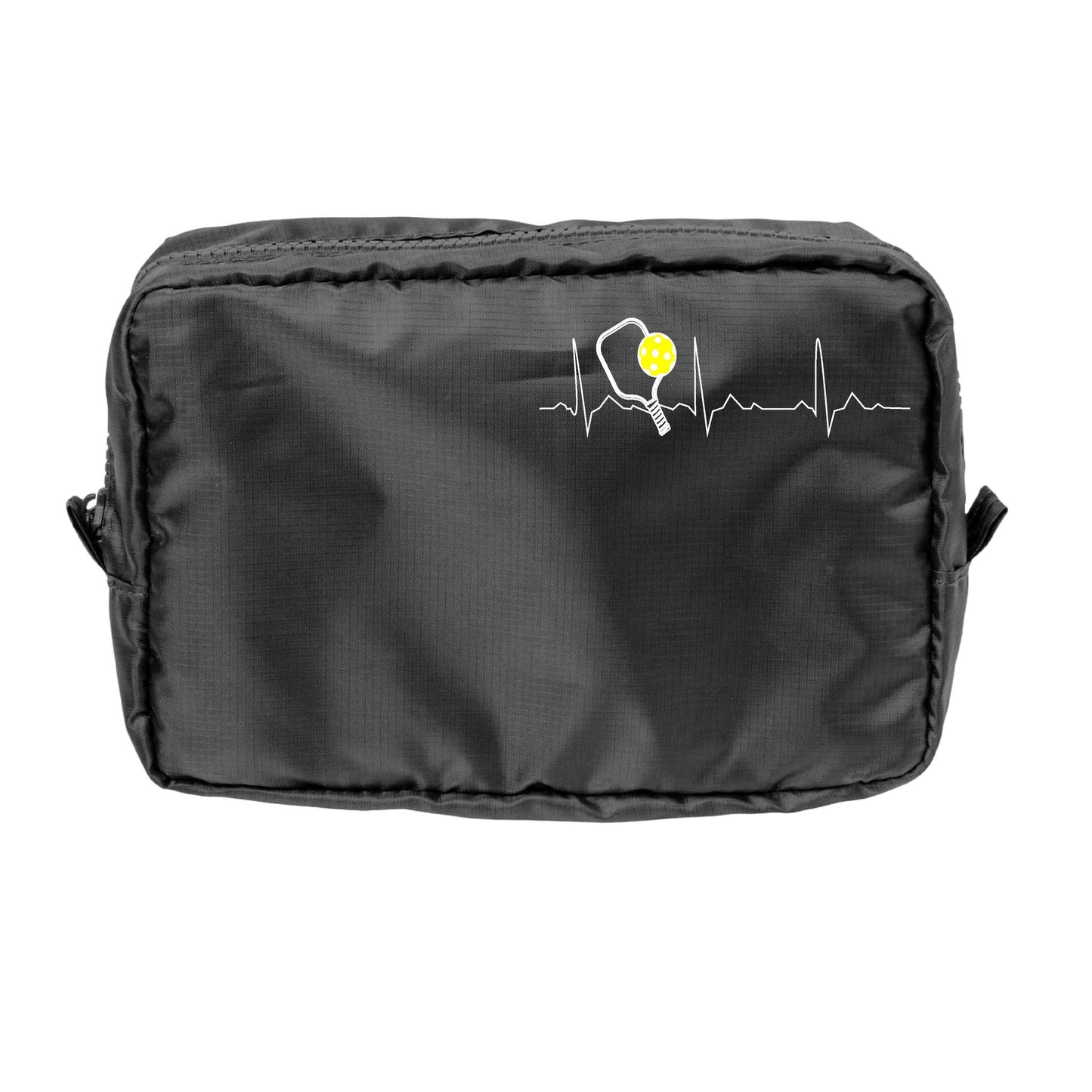 Pickleball Heartbeat EKG | Pickleball Dimensional Cosmetic Pouch Bag | Small Size Court Dimensional Bag