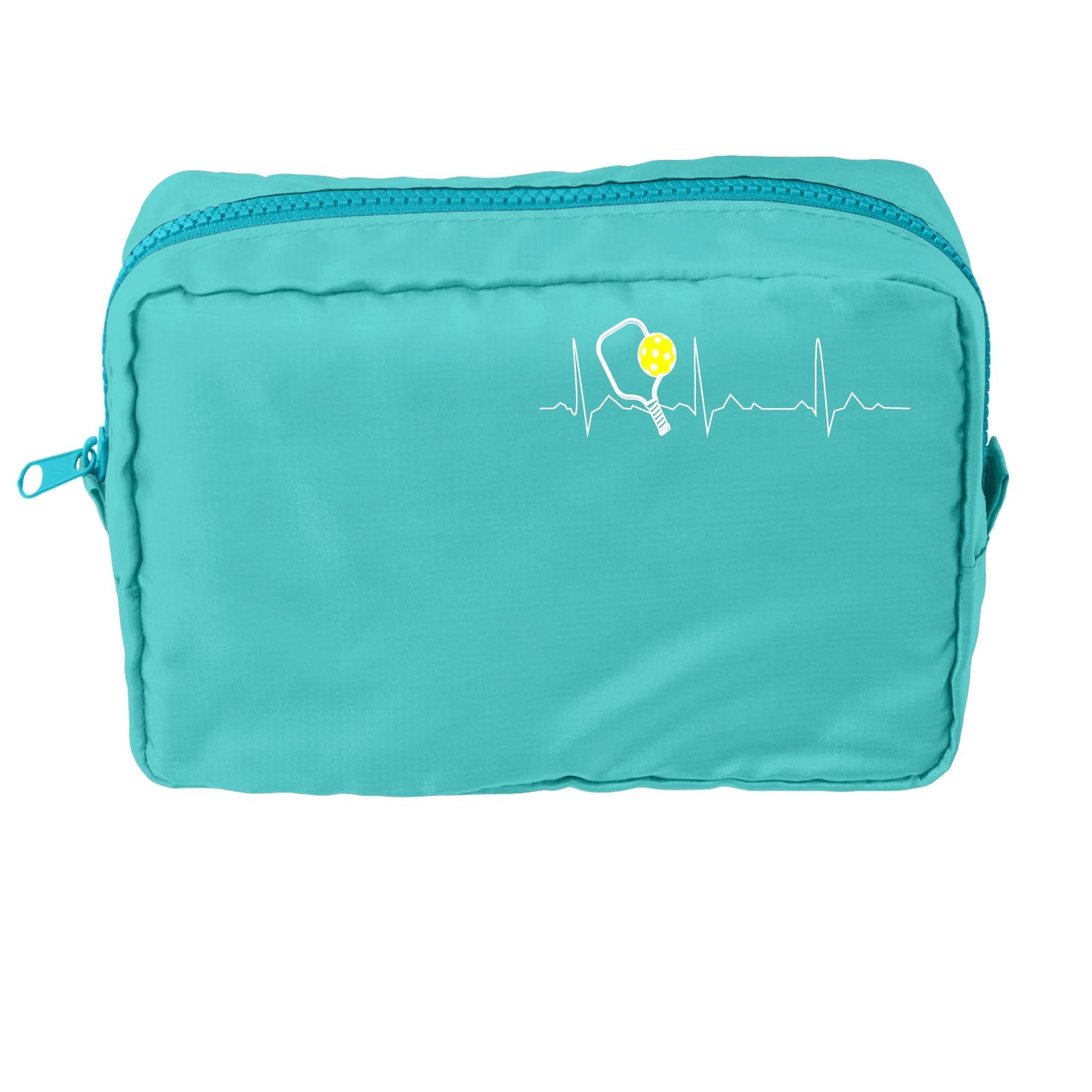 Pickleball Heartbeat EKG | Pickleball Dimensional Cosmetic Pouch Bag | Small Size Court Dimensional Bag