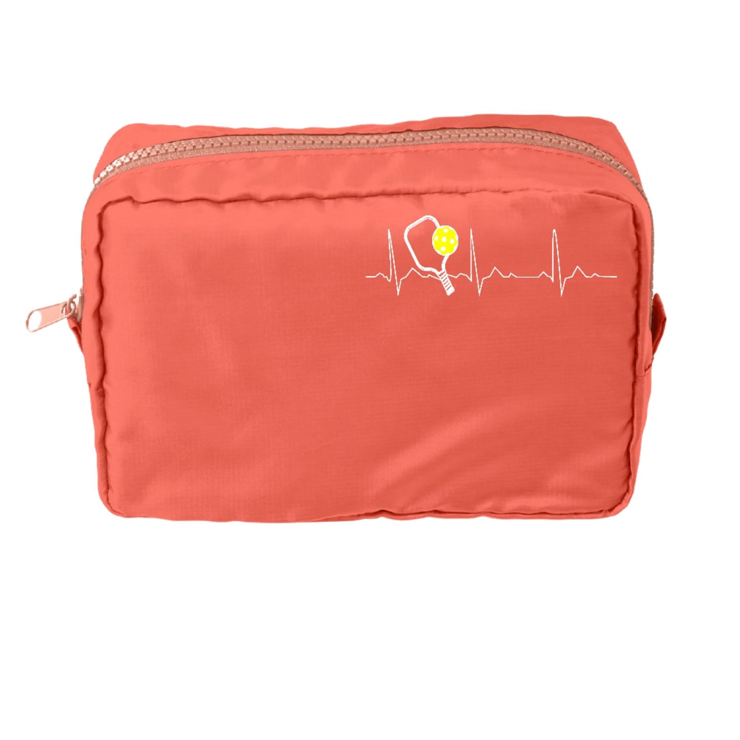 Pickleball Heartbeat EKG | Pickleball Dimensional Cosmetic Pouch Bag | Small Size Court Dimensional Bag