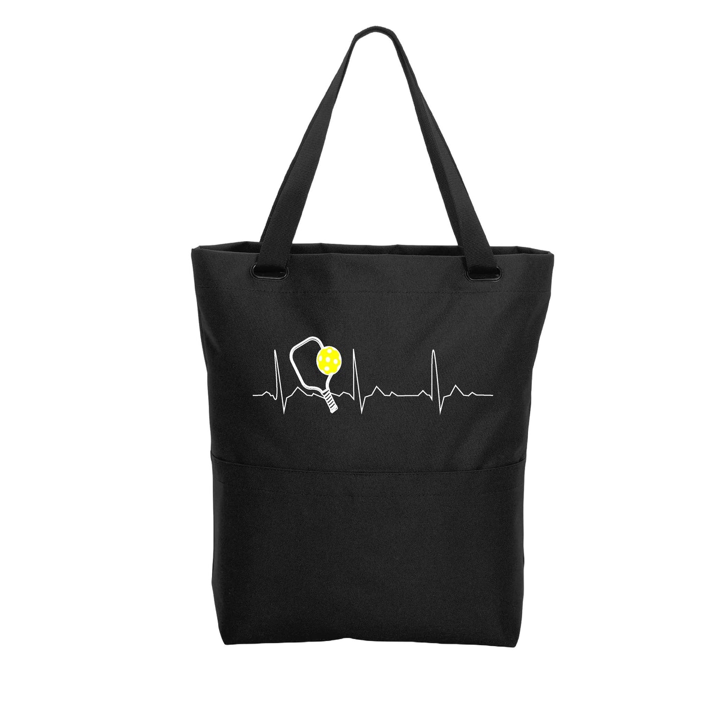 Pickleball Heartbeat EKG | Pickleball Sports Convertible Tote Bag | Medium Size Court Tote Bag