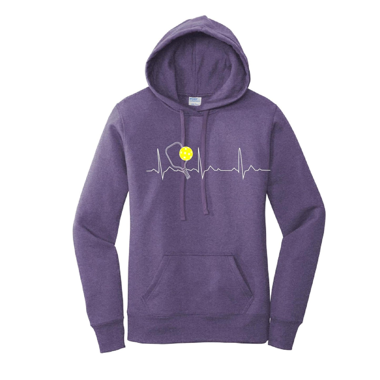 Pickleball Heartbeat EKG | Women’s Fitted Hoodie Pickleball Sweatshirt | 50% Cotton 50% Poly Fleece