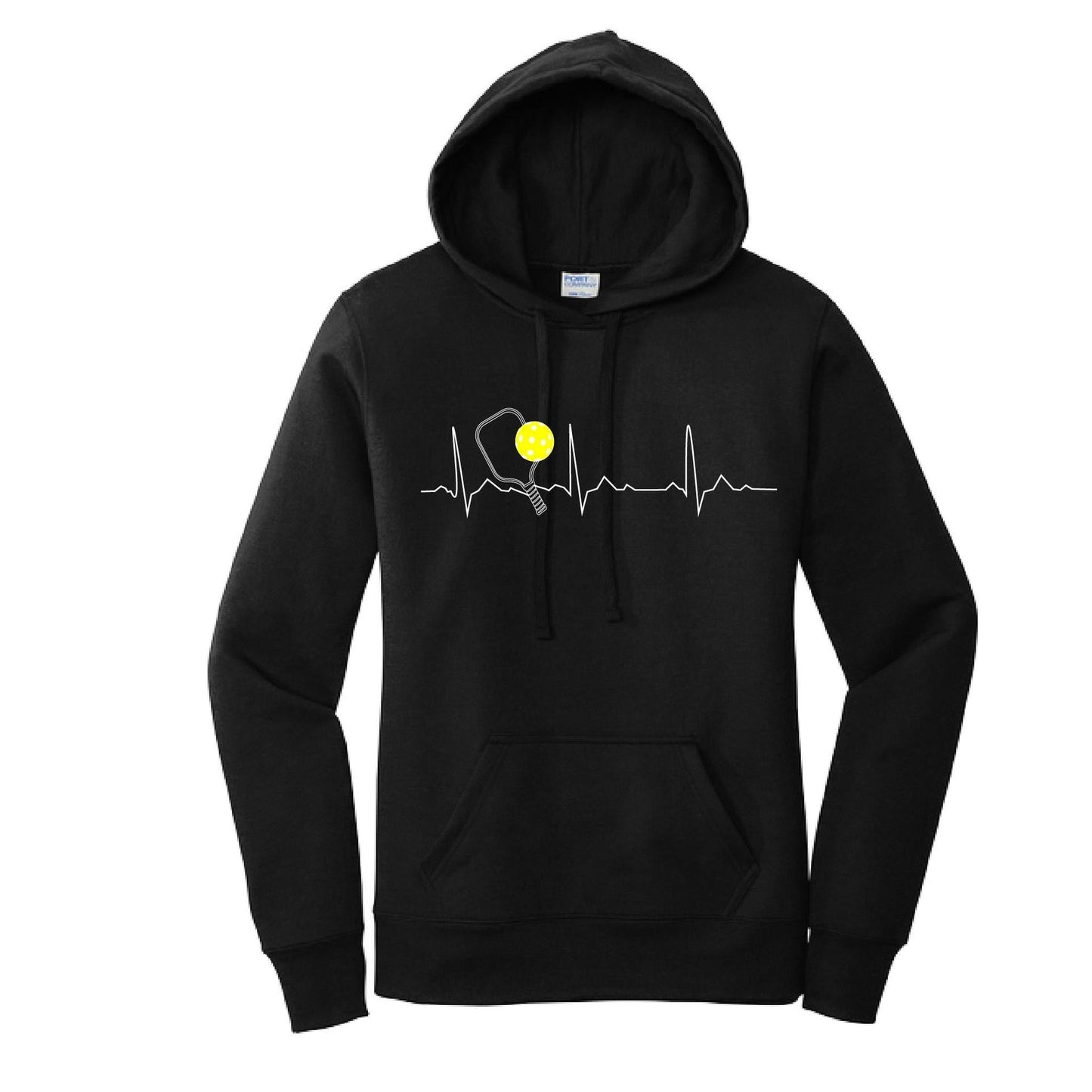 Pickleball Heartbeat EKG | Women’s Fitted Hoodie Pickleball Sweatshirt | 50% Cotton 50% Poly Fleece