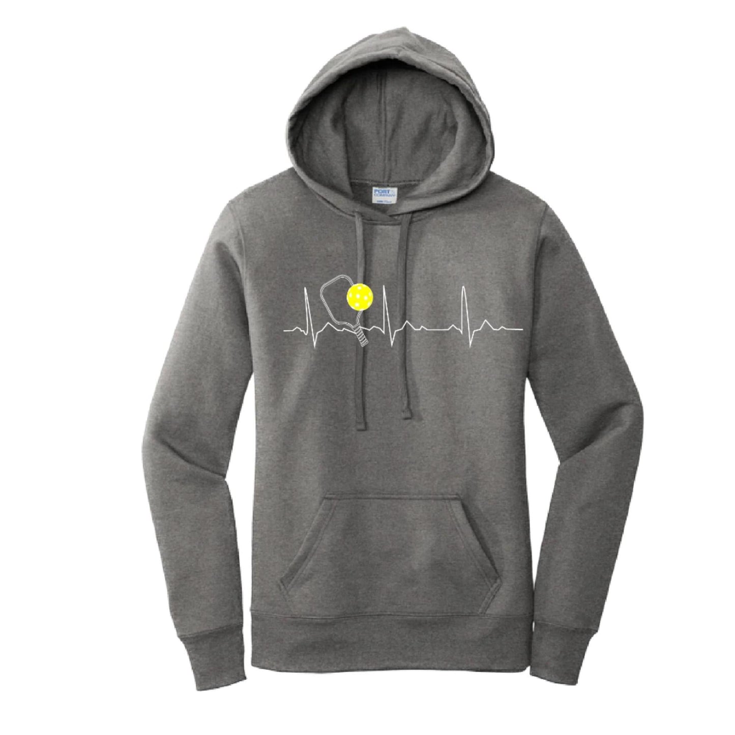 Pickleball Heartbeat EKG | Women’s Fitted Hoodie Pickleball Sweatshirt | 50% Cotton 50% Poly Fleece