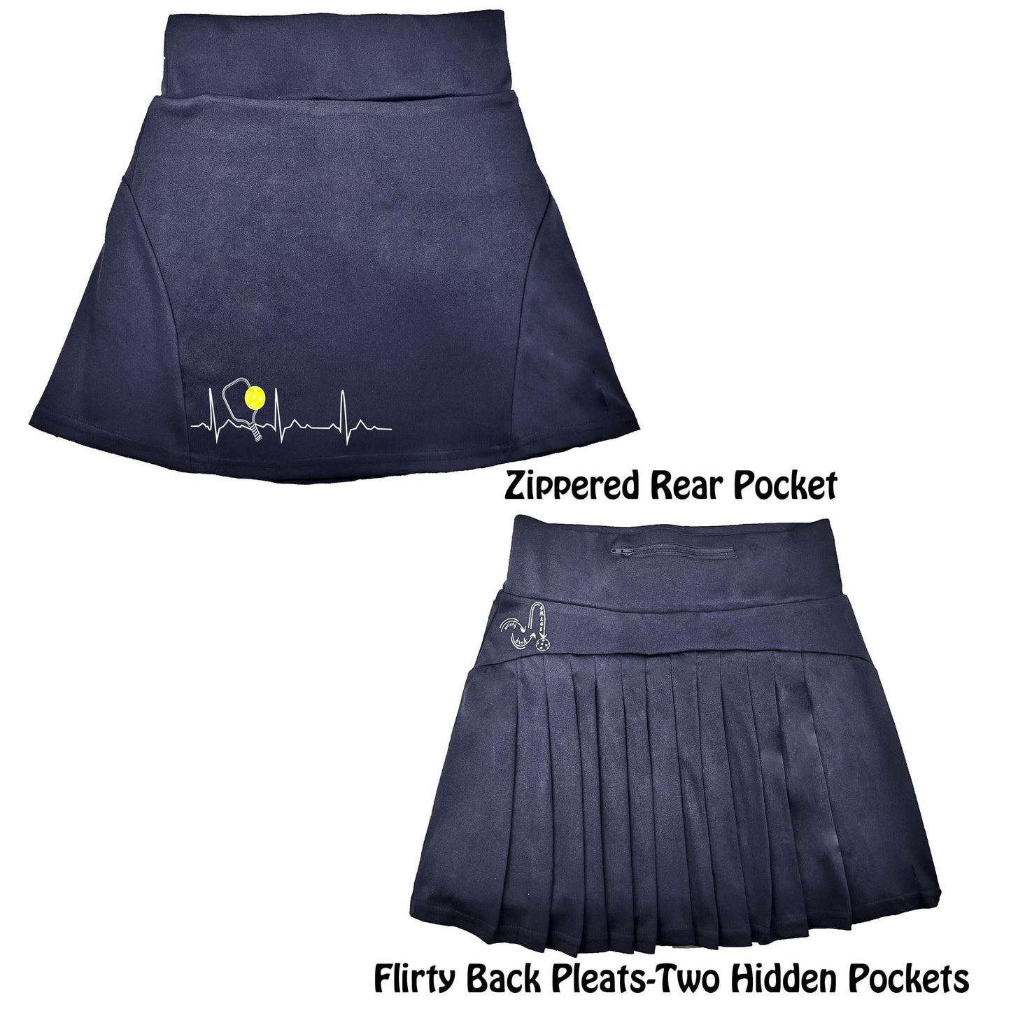 Pickleball Heartbeat EKG | Women's Flirty Pickleball Skort