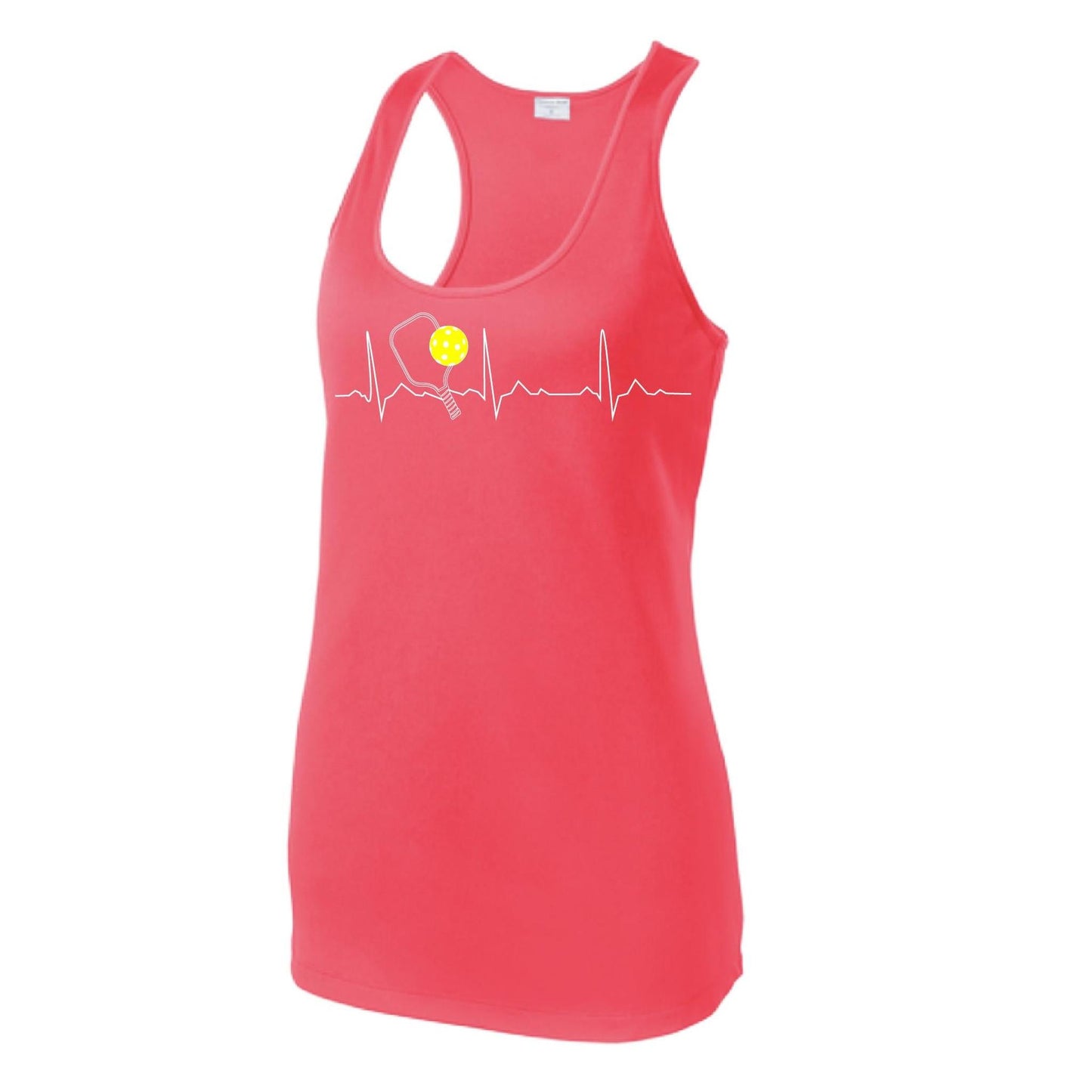 Pickleball Heartbeat EKG | Women's Racerback Pickleball Tank | 100% Polyester