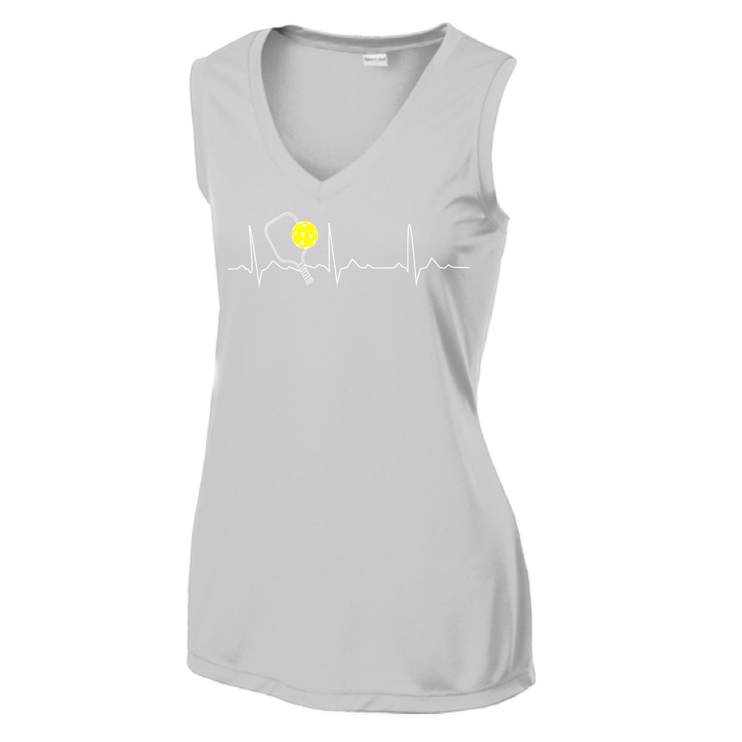 Pickleball Heartbeat EKG | Women’s Sleeveless Athletic Performance T-Shirt | 100% Polyester