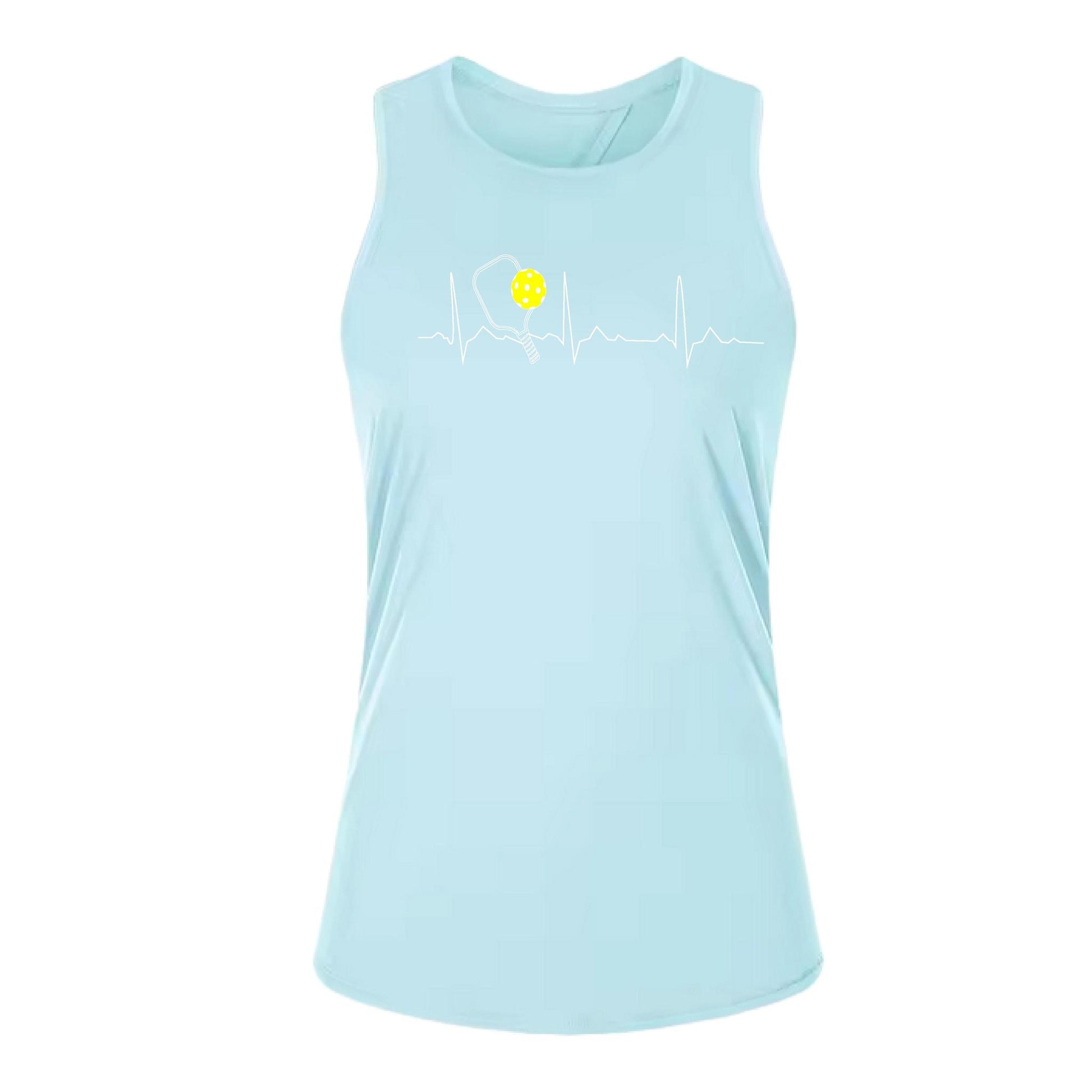 Pickleball Heartbeat EKG | Women's Split Back or Tied Back Pickleball Tank | 80/20 Nylon Spandex Mix