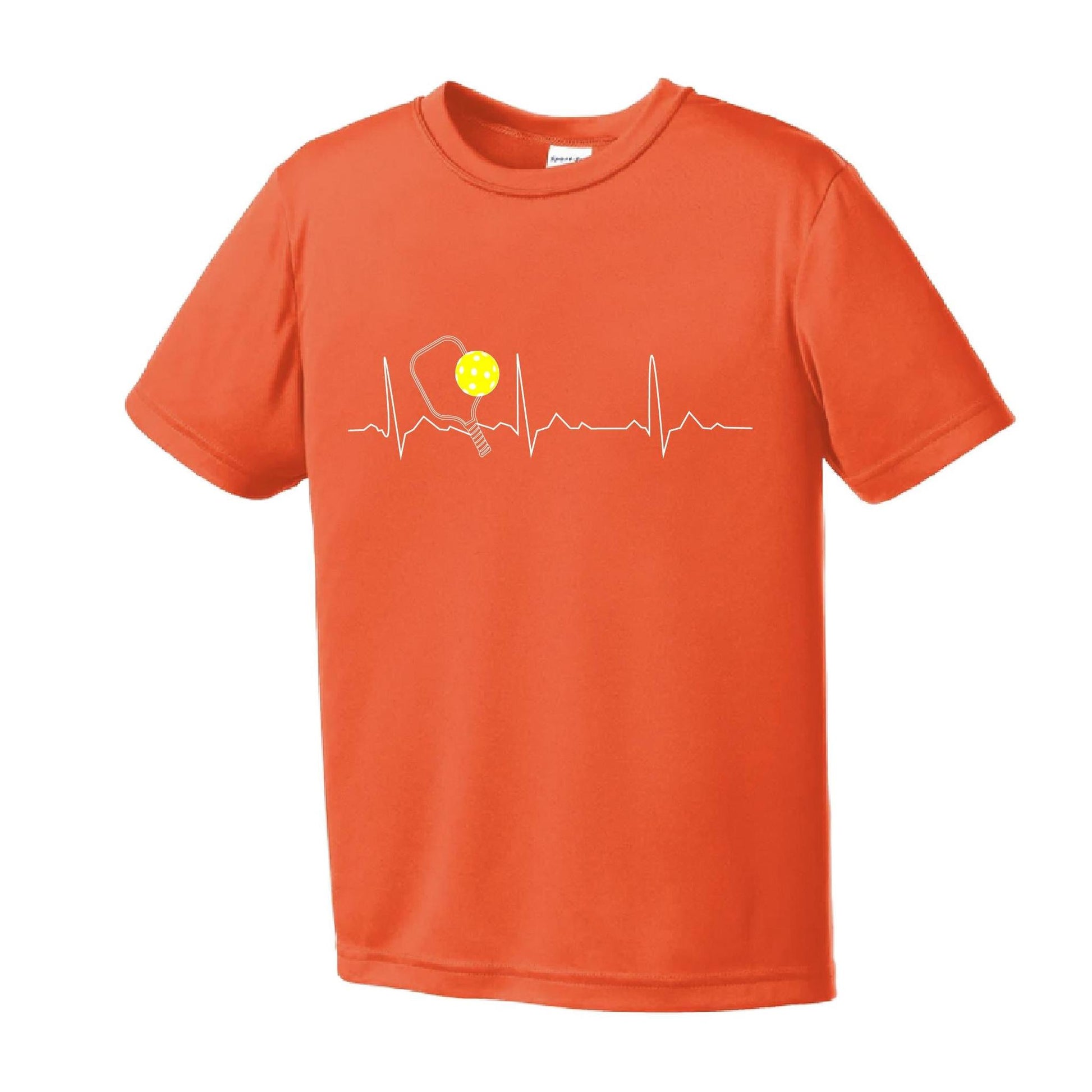 Pickleball Heartbeat EKG | Youth Short Sleeve Pickleball Performance T-Shirts | 100% Polyester