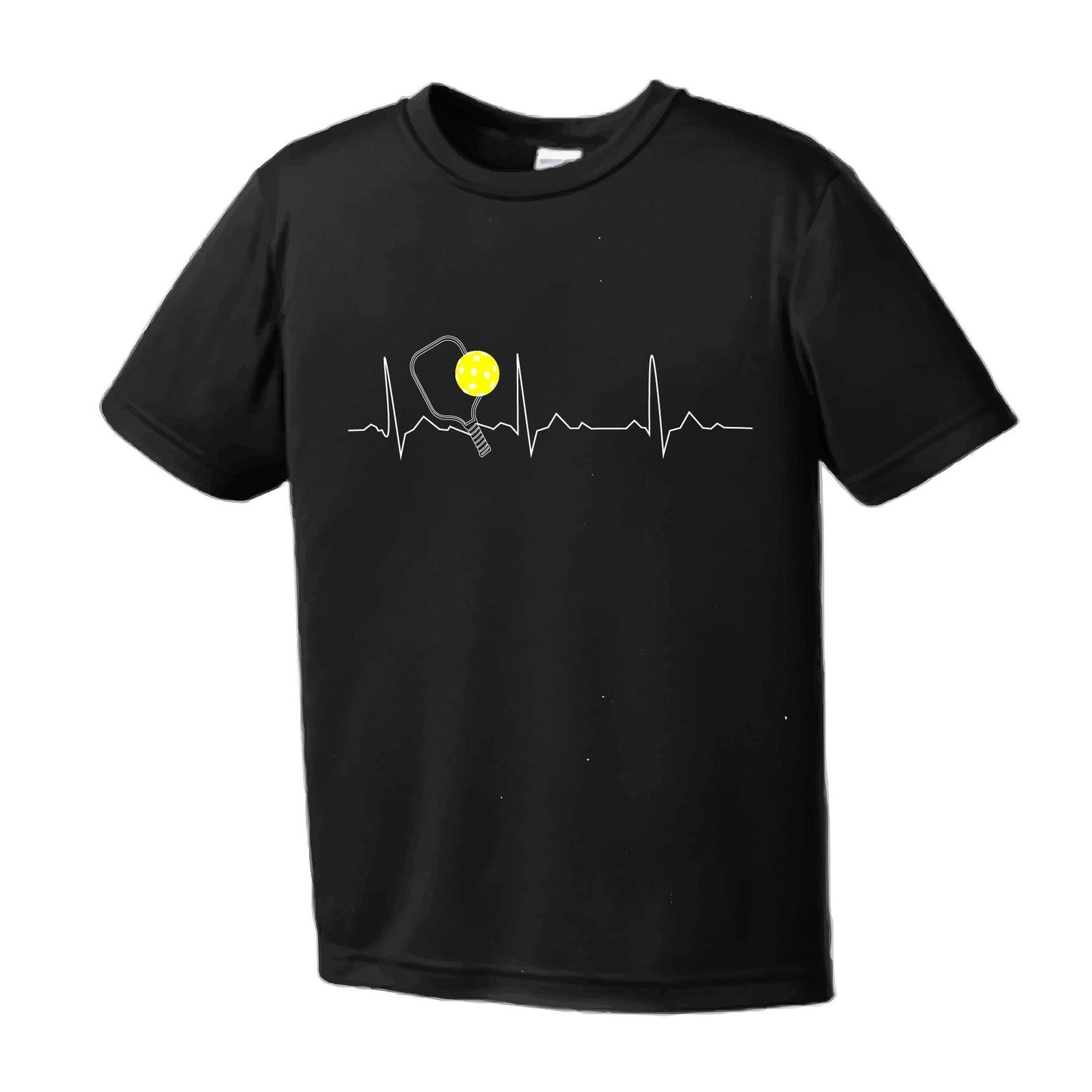 Pickleball Heartbeat EKG | Youth Short Sleeve Pickleball Performance T-Shirts | 100% Polyester