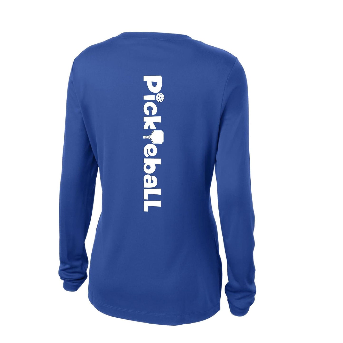 Pickleball Horizontal (Customizable) | Women’s Long Sleeve V-Neck Pickleball Performance T-Shirt | 100% Polyester