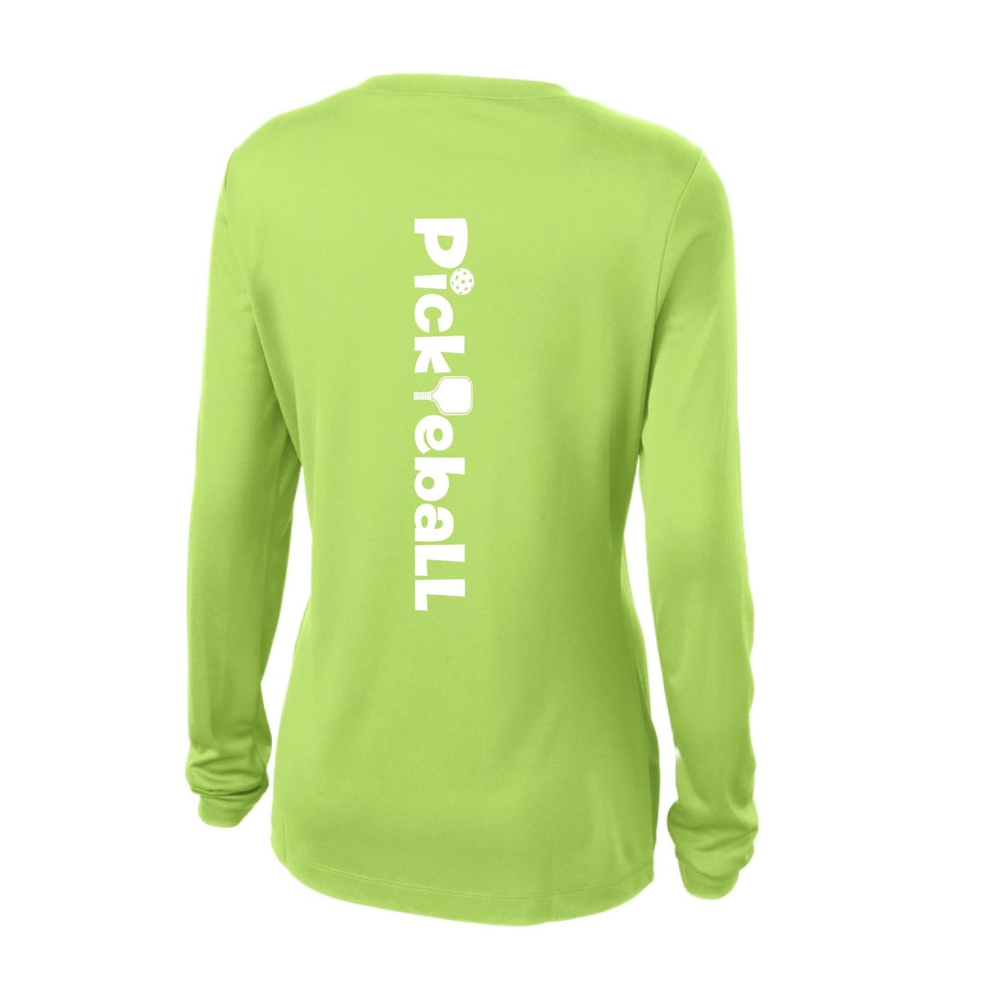 Pickleball Horizontal (Customizable) | Women’s Long Sleeve V-Neck Pickleball Performance T-Shirt | 100% Polyester