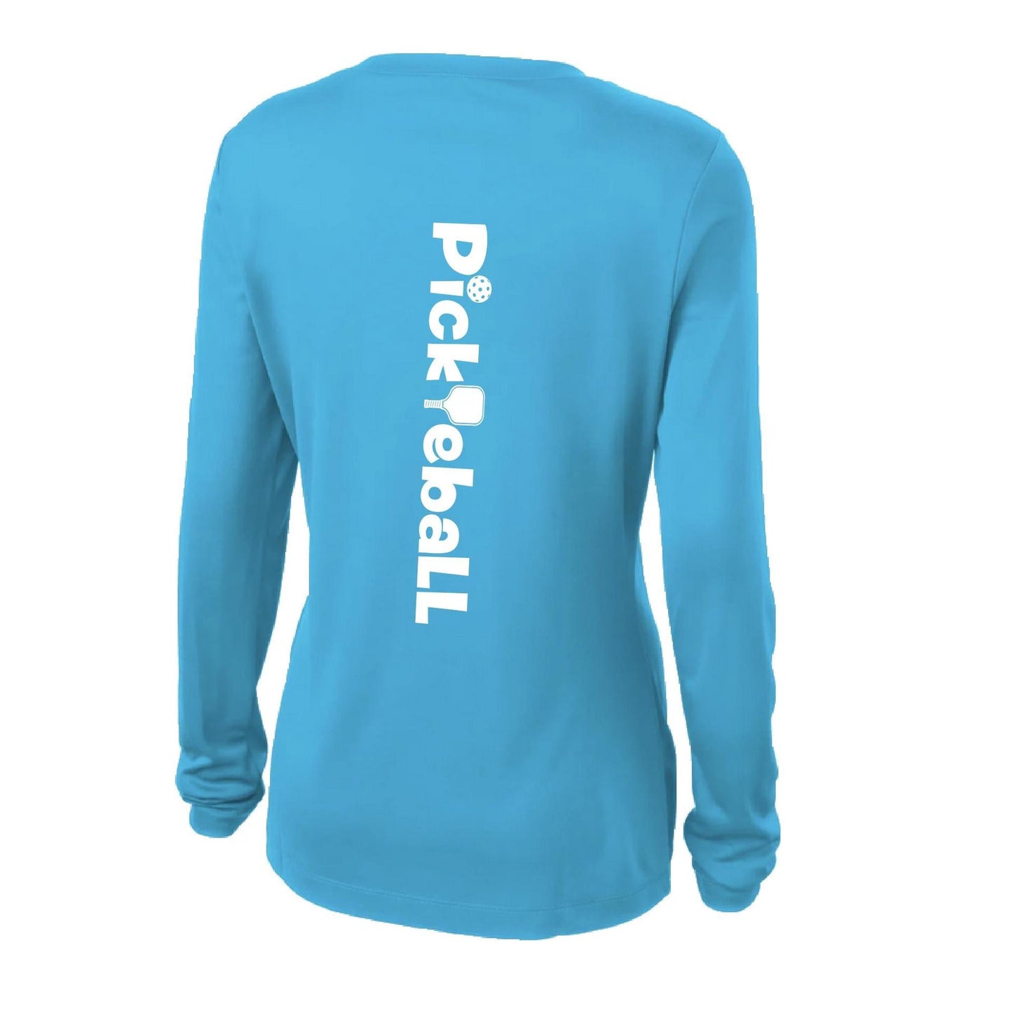 Pickleball Horizontal (Customizable) | Women’s Long Sleeve V-Neck Pickleball Performance T-Shirt | 100% Polyester