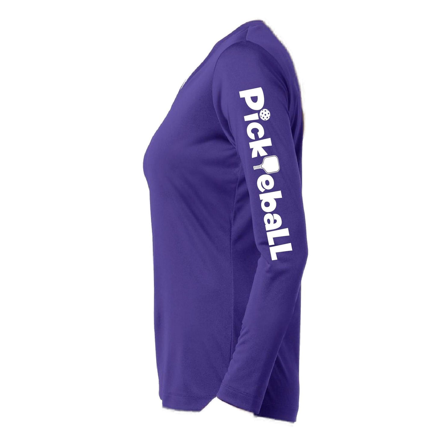 Pickleball Horizontal (Customizable) | Women’s Long Sleeve V-Neck Pickleball Performance T-Shirt | 100% Polyester
