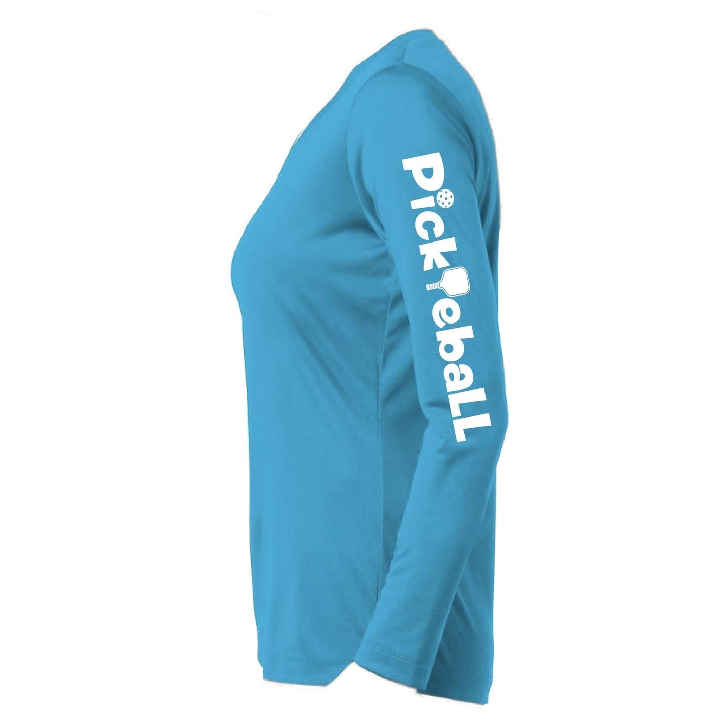 Pickleball Horizontal (Customizable) | Women’s Long Sleeve V-Neck Pickleball Performance T-Shirt | 100% Polyester