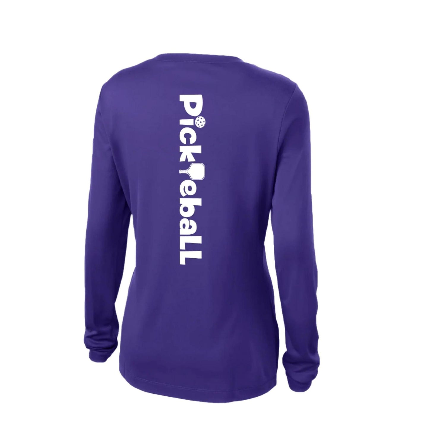 Pickleball Horizontal (Customizable) | Women’s Long Sleeve V-Neck Pickleball Performance T-Shirt | 100% Polyester