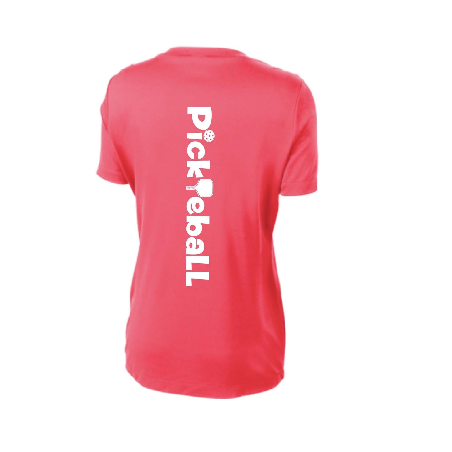 Pickleball Horizontal (Customizable) | Women's Short Sleeve V-Neck Pickleball Performance T-Shirts | 100% Polyester