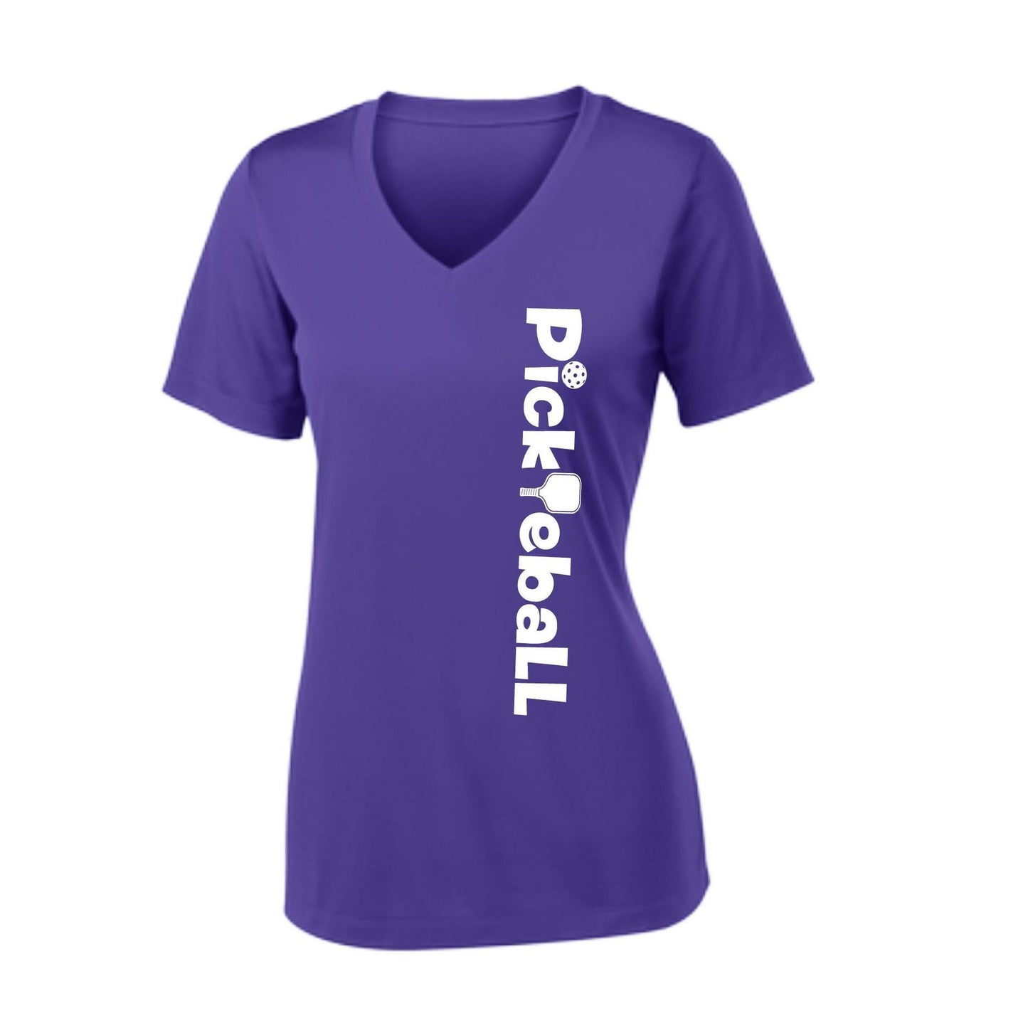 Pickleball Horizontal (Customizable) | Women's Short Sleeve V-Neck Pickleball Performance T-Shirts | 100% Polyester