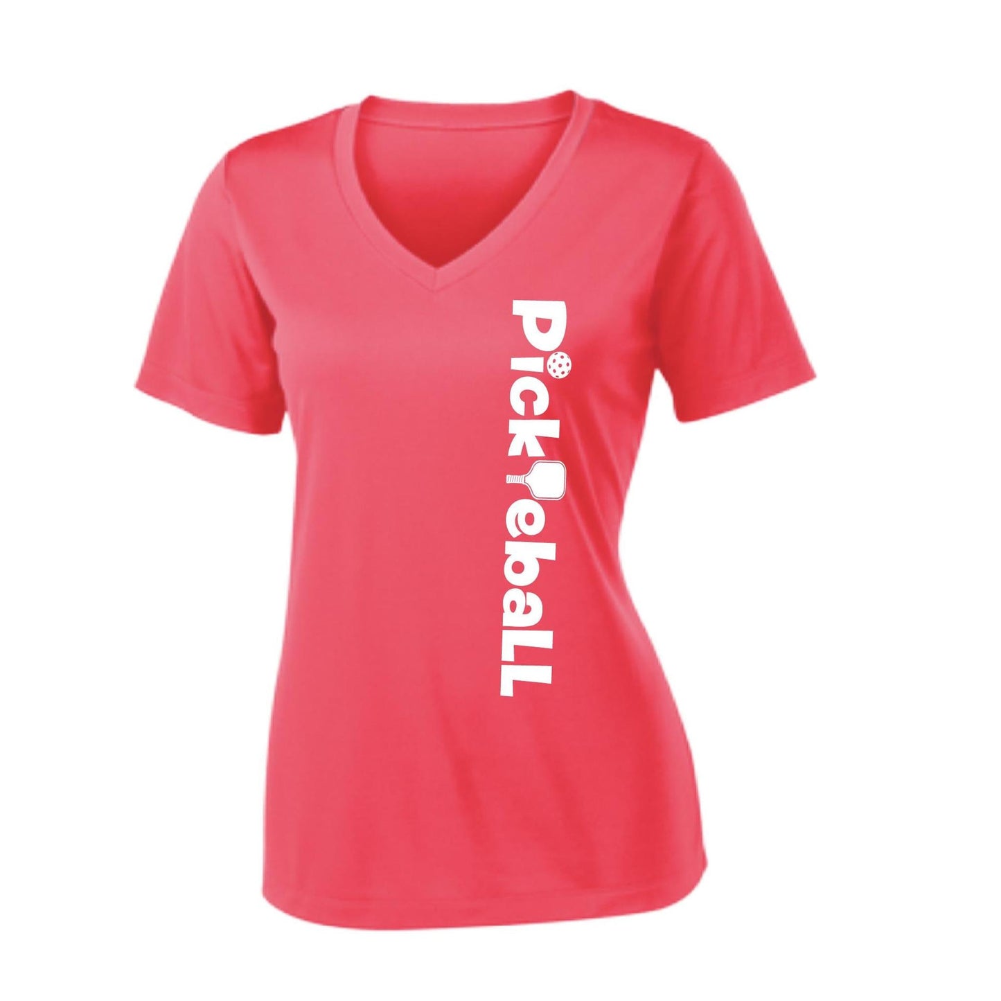 Pickleball Horizontal (Customizable) | Women's Short Sleeve V-Neck Pickleball Performance T-Shirts | 100% Polyester