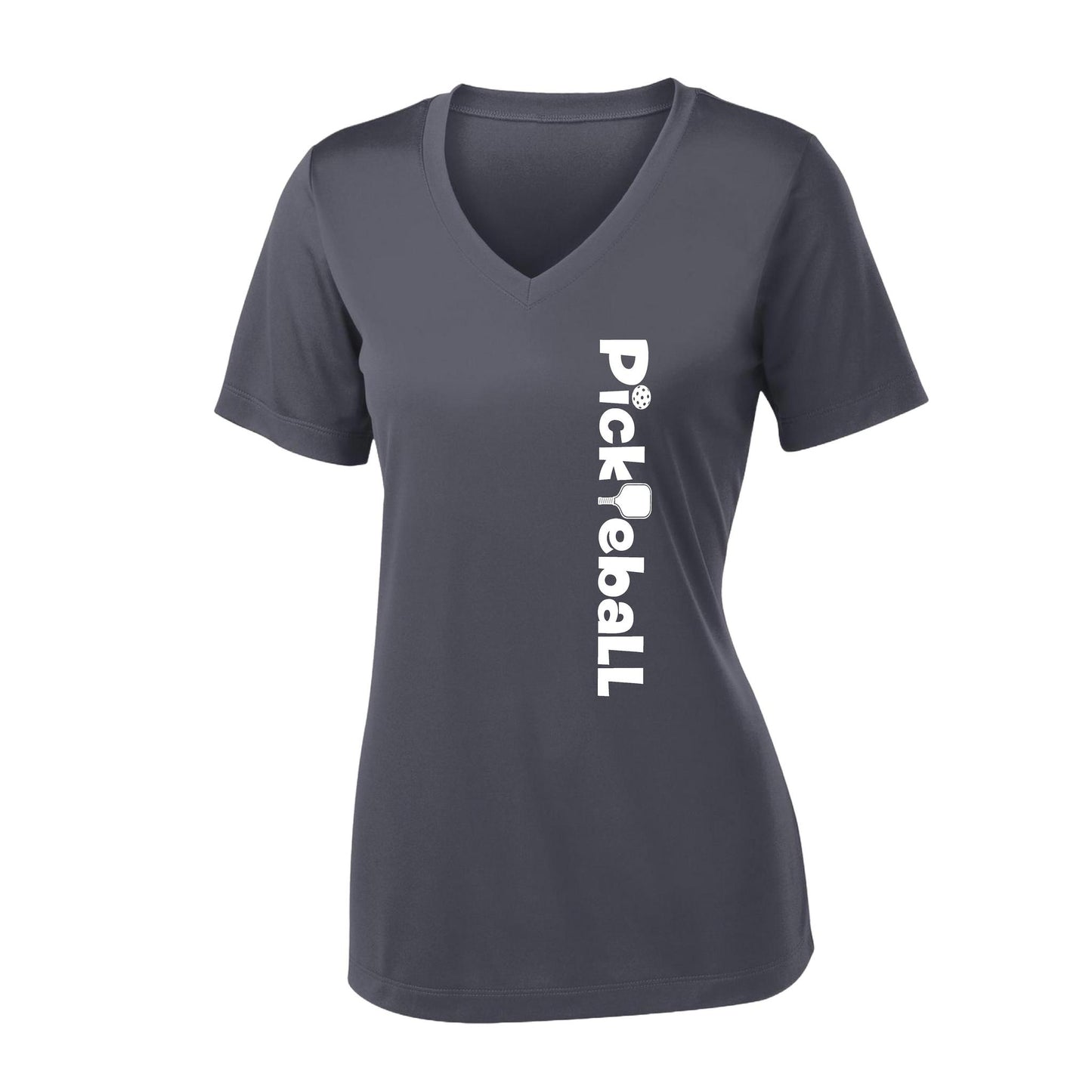 Pickleball Horizontal (Customizable) | Women's Short Sleeve V-Neck Pickleball Performance T-Shirts | 100% Polyester