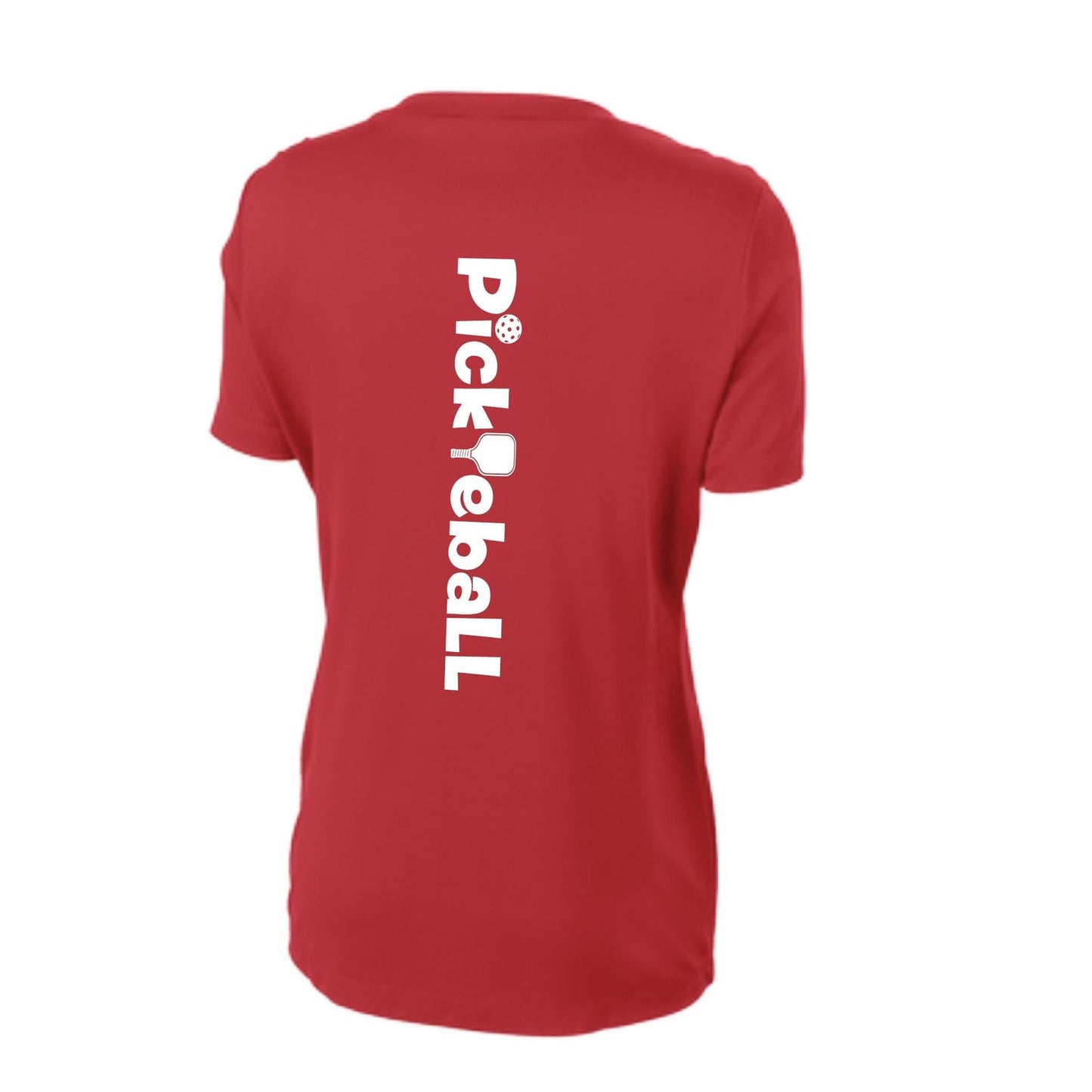 Pickleball Horizontal (Customizable) | Women's Short Sleeve V-Neck Pickleball Performance T-Shirts | 100% Polyester