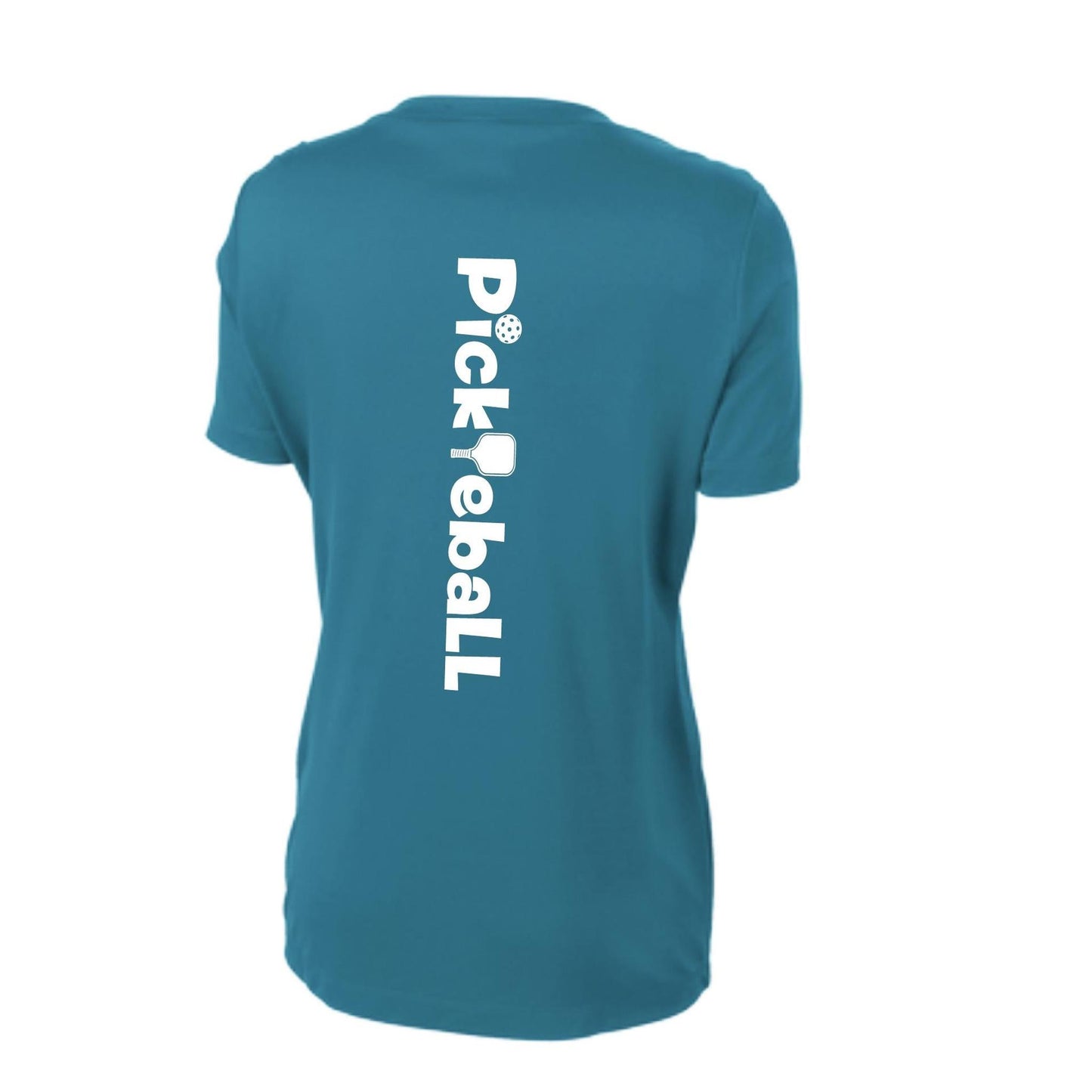 Pickleball Horizontal (Customizable) | Women's Short Sleeve V-Neck Pickleball Performance T-Shirts | 100% Polyester