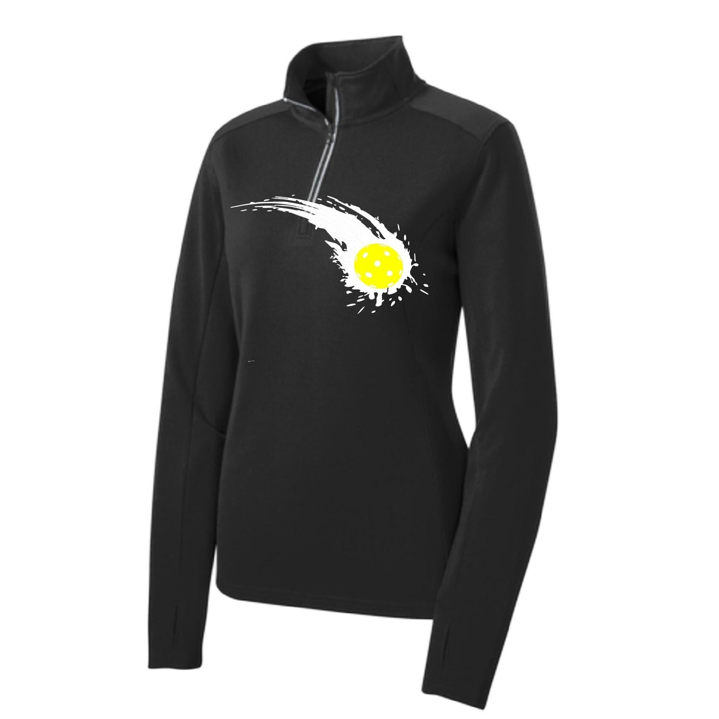 Pickleball Impact | Women's 1/4 Zip Pullover Athletic Performance Shirt | 100% Polyester