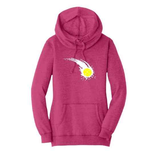 Pickleball Impact | Women’s Cowl-Neck Hoodie Pickleball Sweatshirt | 55% Cotton 45% Poly Fleece