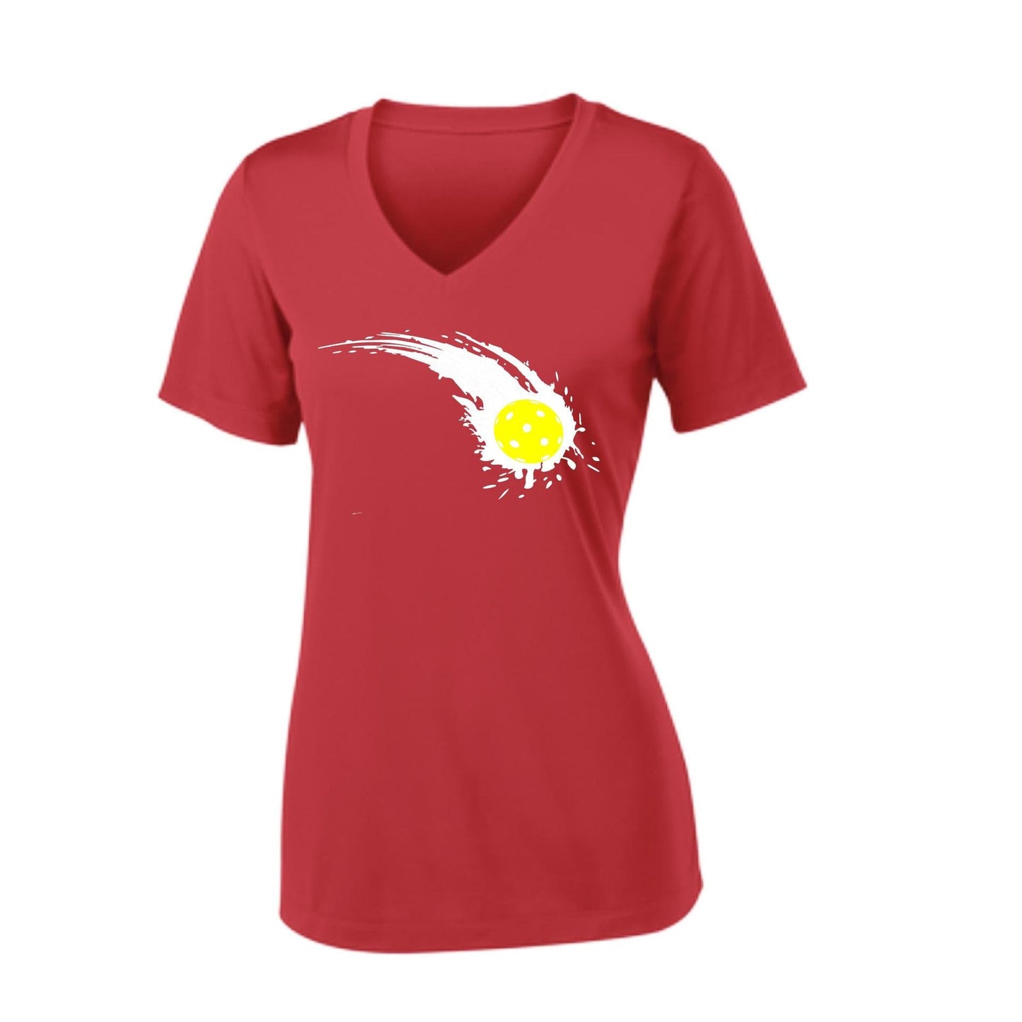 Pickleball Impact | Women's Short Sleeve V-Neck Pickleball Performance T-Shirts | 100% Polyester