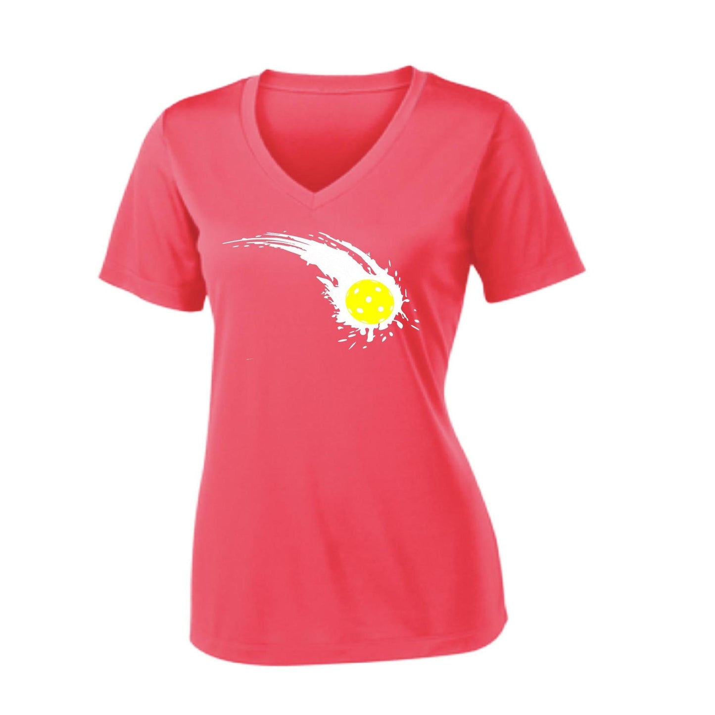 Pickleball Impact | Women's Short Sleeve V-Neck Pickleball Performance T-Shirts | 100% Polyester