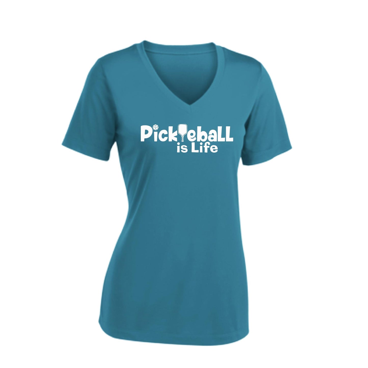 Pickleball Is Life | Women's Short Sleeve V-Neck Pickleball Performance T-Shirts | 100% Polyester
