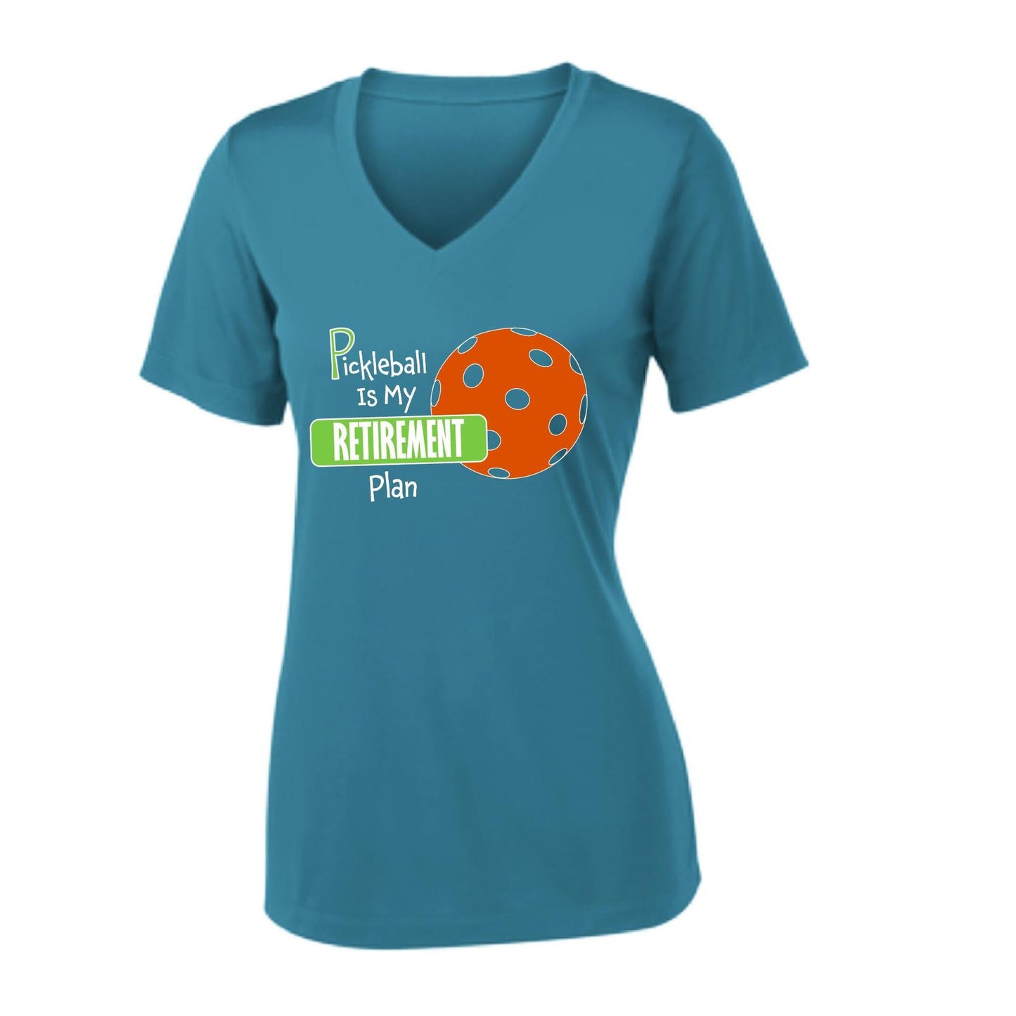 Pickleball Is My Retirement Plan | Women's Short Sleeve V-Neck Pickleball Performance T-Shirts | 100% Polyester