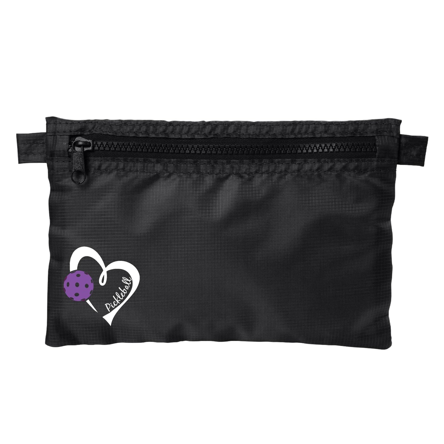 Pickleball Love (Pink And Purple) | Pickleball Cosmetic Stash Pouch Bag | Small Size Court Stash Bag
