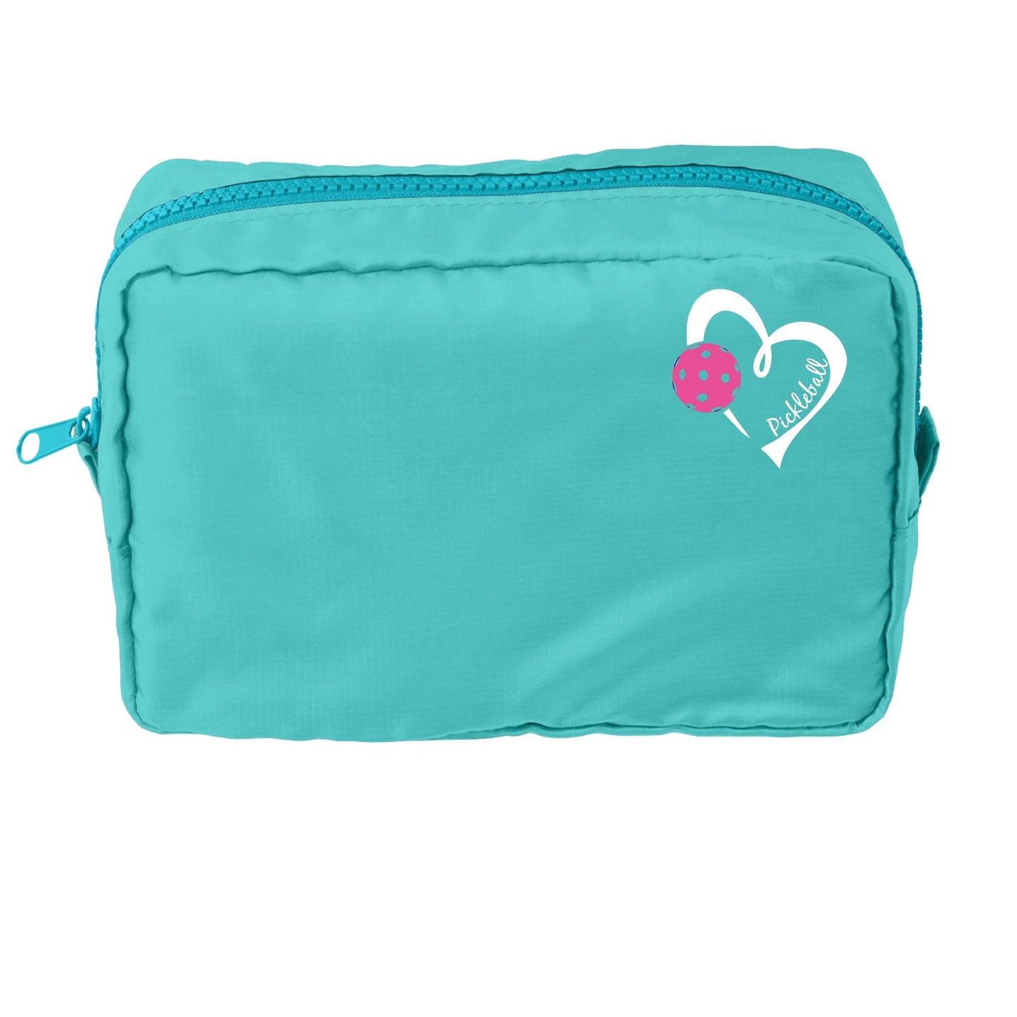 Pickleball Love (Pink And Purple) | Pickleball Dimensional Cosmetic Pouch Bag | Small Size Court Dimensional Bag