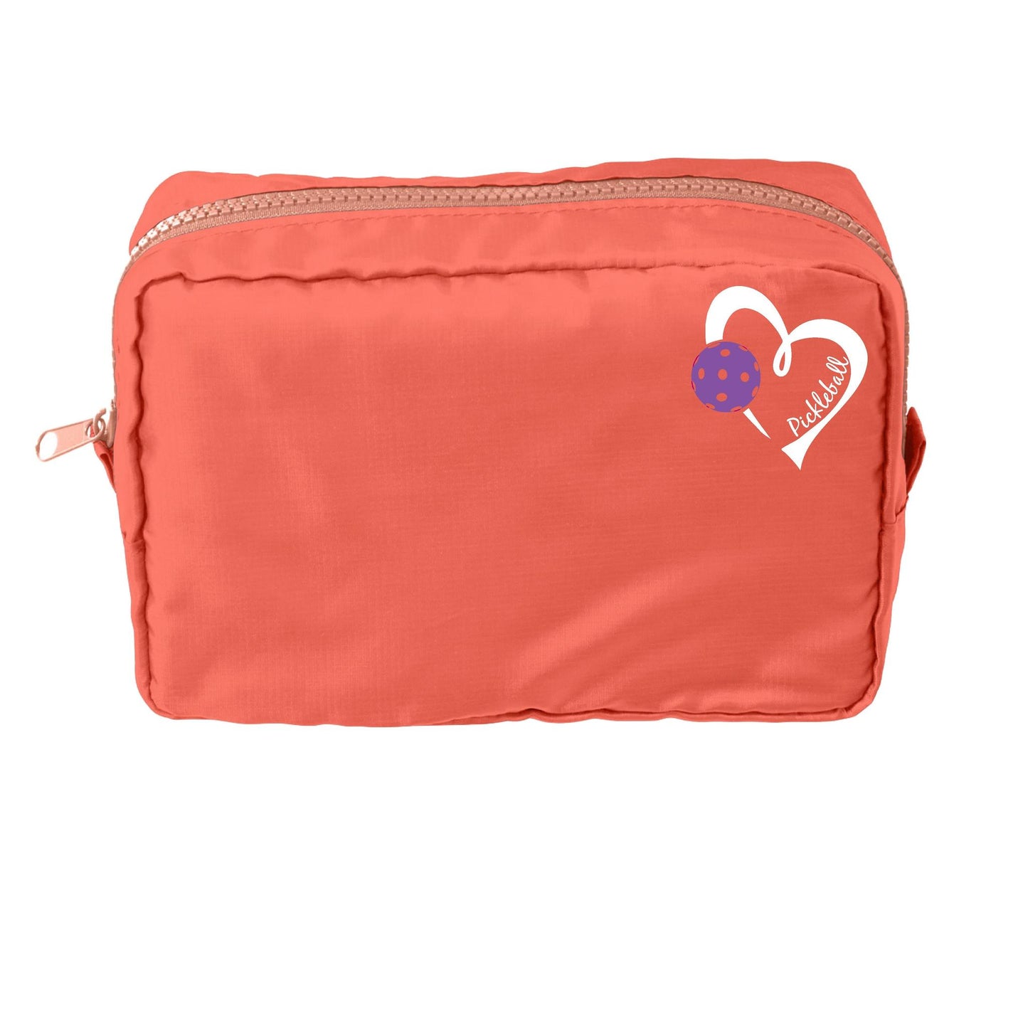Pickleball Love (Pink And Purple) | Pickleball Dimensional Cosmetic Pouch Bag | Small Size Court Dimensional Bag