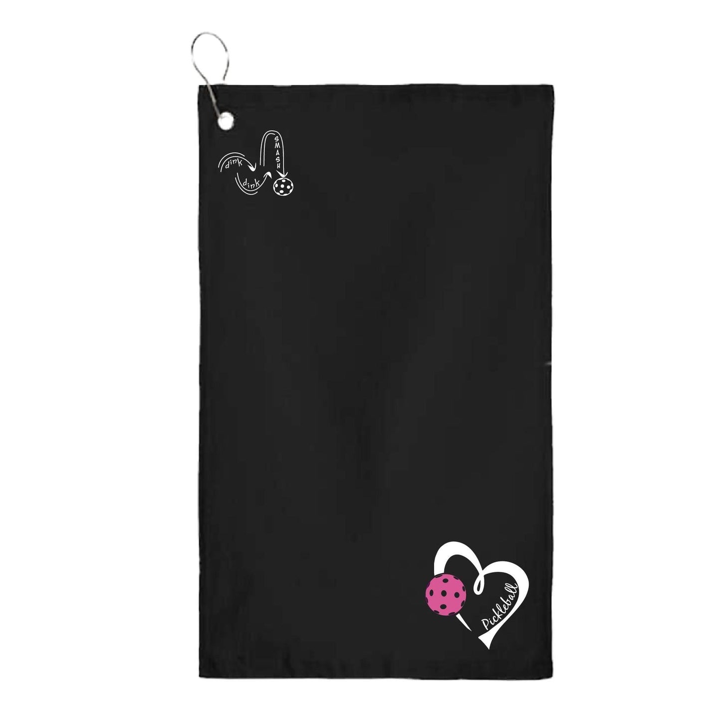Pickleball Love (Pink) | Pickleball Court Towels | Grommeted 100% Cotton Terry Velour