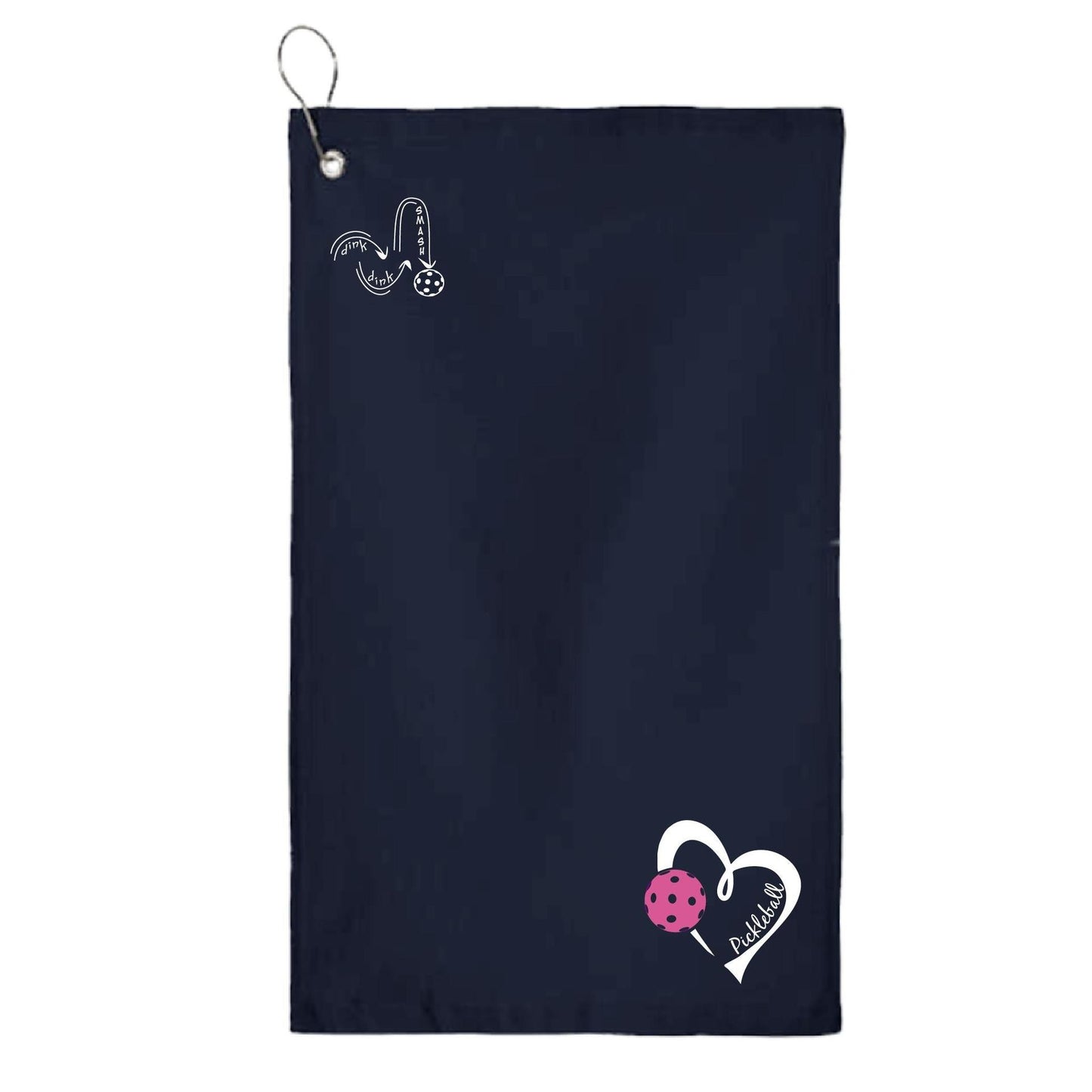 Pickleball Love (Pink) | Pickleball Court Towels | Grommeted 100% Cotton Terry Velour