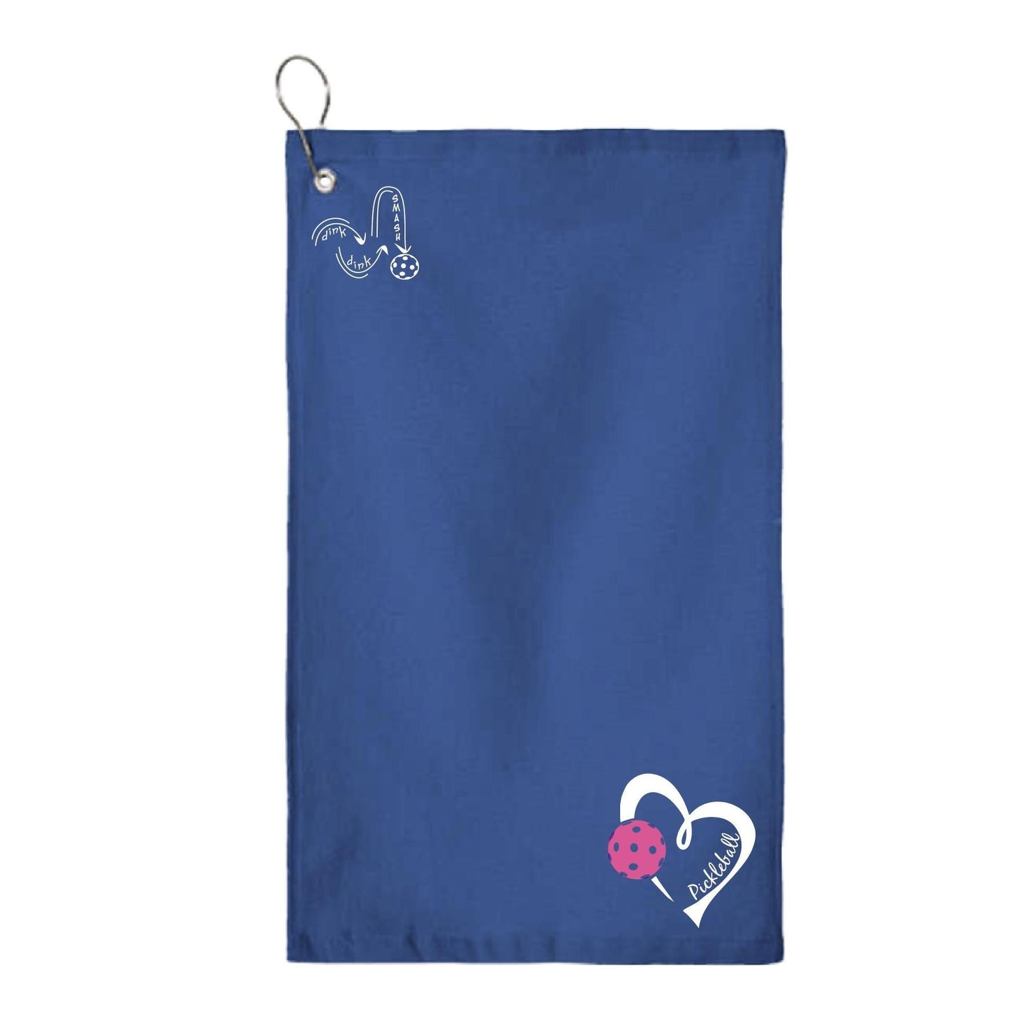Pickleball Love (Pink) | Pickleball Court Towels | Grommeted 100% Cotton Terry Velour