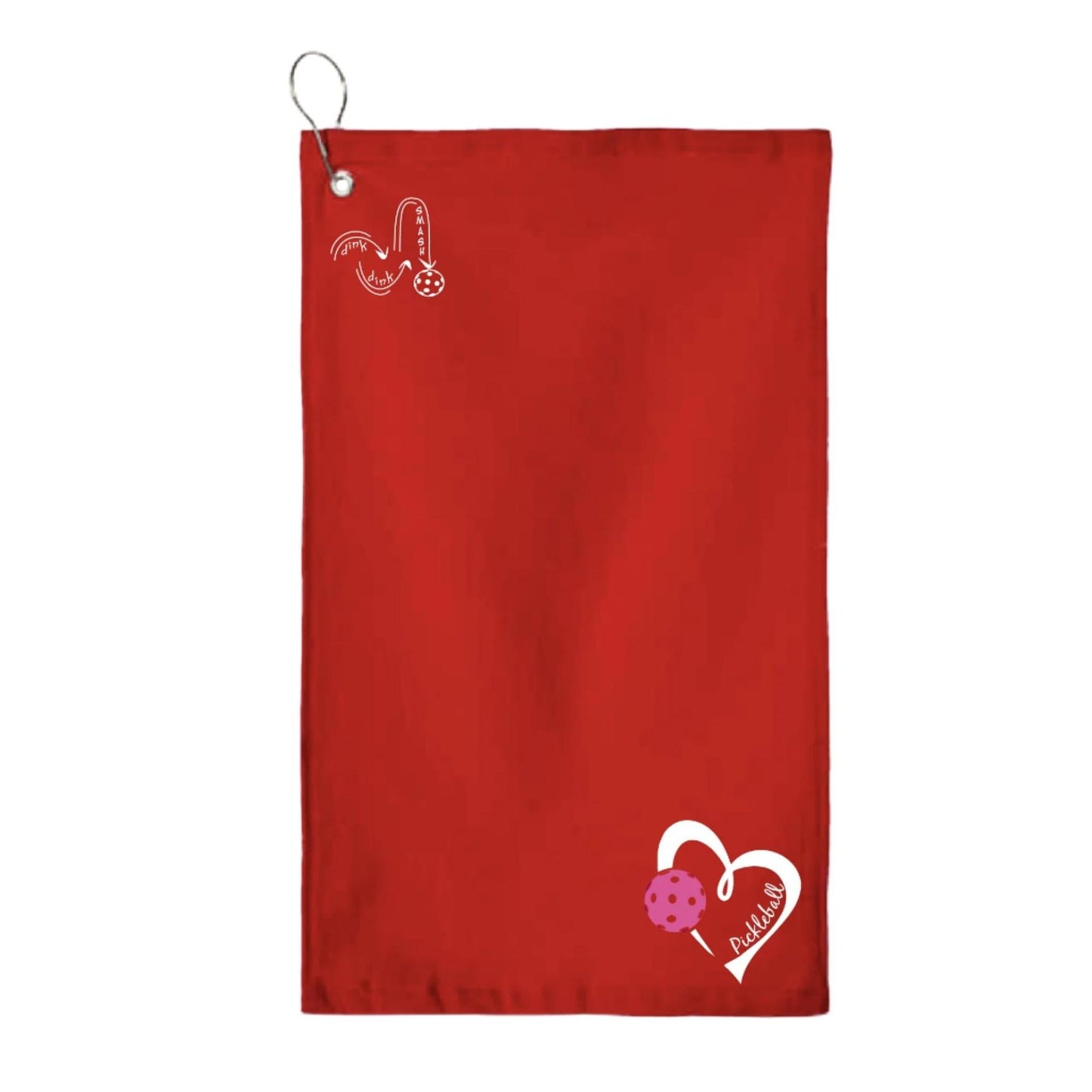 Pickleball Love (Pink) | Pickleball Court Towels | Grommeted 100% Cotton Terry Velour