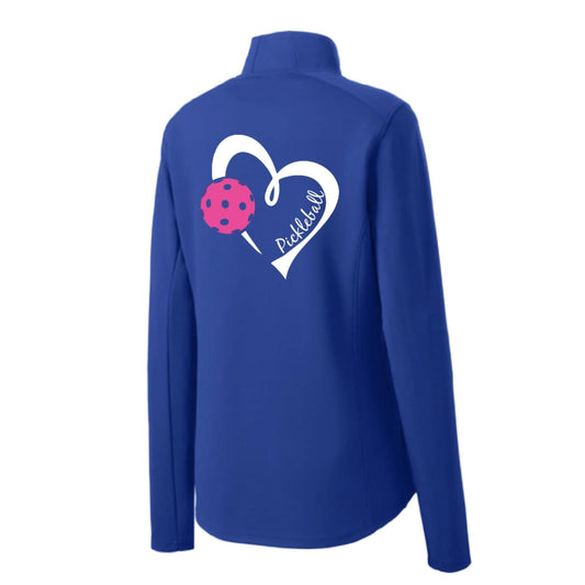 Pickleball Love (Pink) | Women's 1/4 Zip Pullover Athletic Performance Shirt | 100% Polyester
