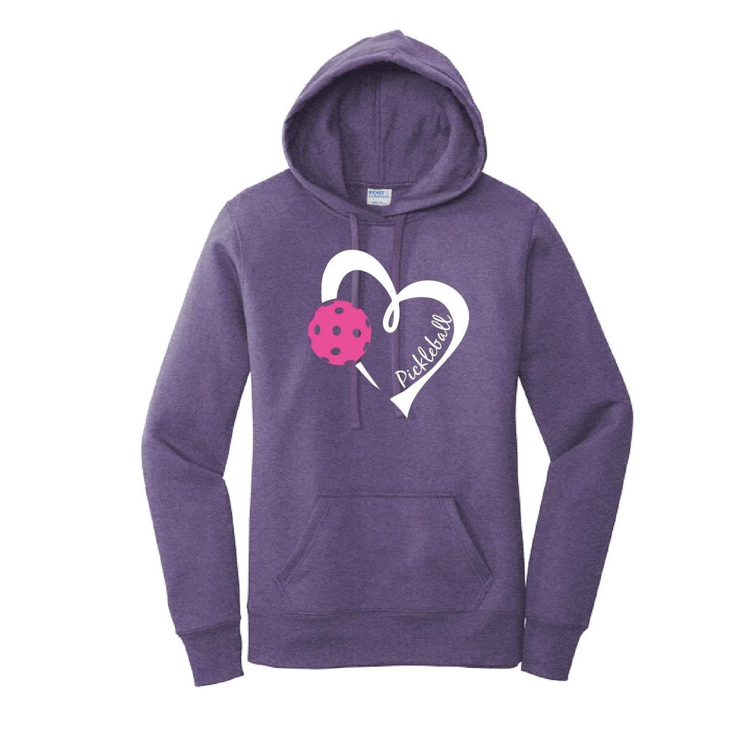Pickleball Love (Pink) | Women’s Fitted Hoodie Pickleball Sweatshirt | 50% Cotton 50% Poly Fleece